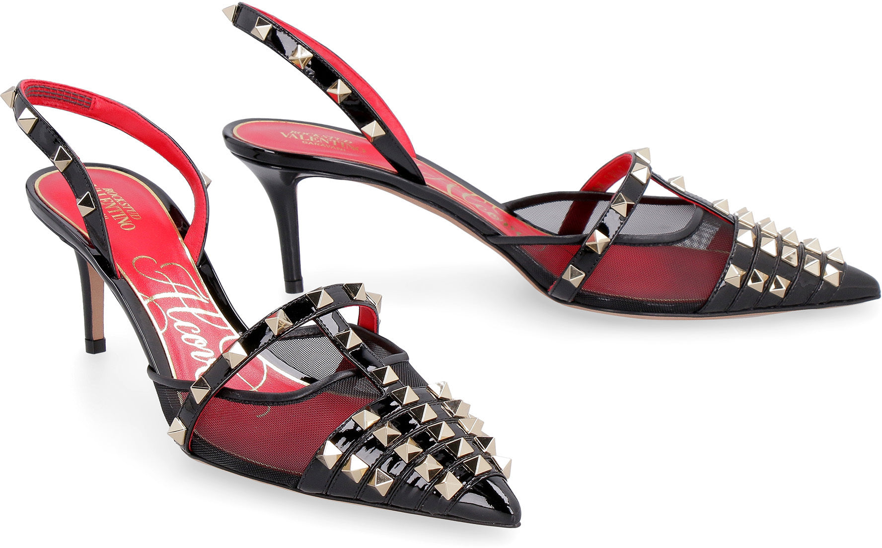 Studded leather slingbacks