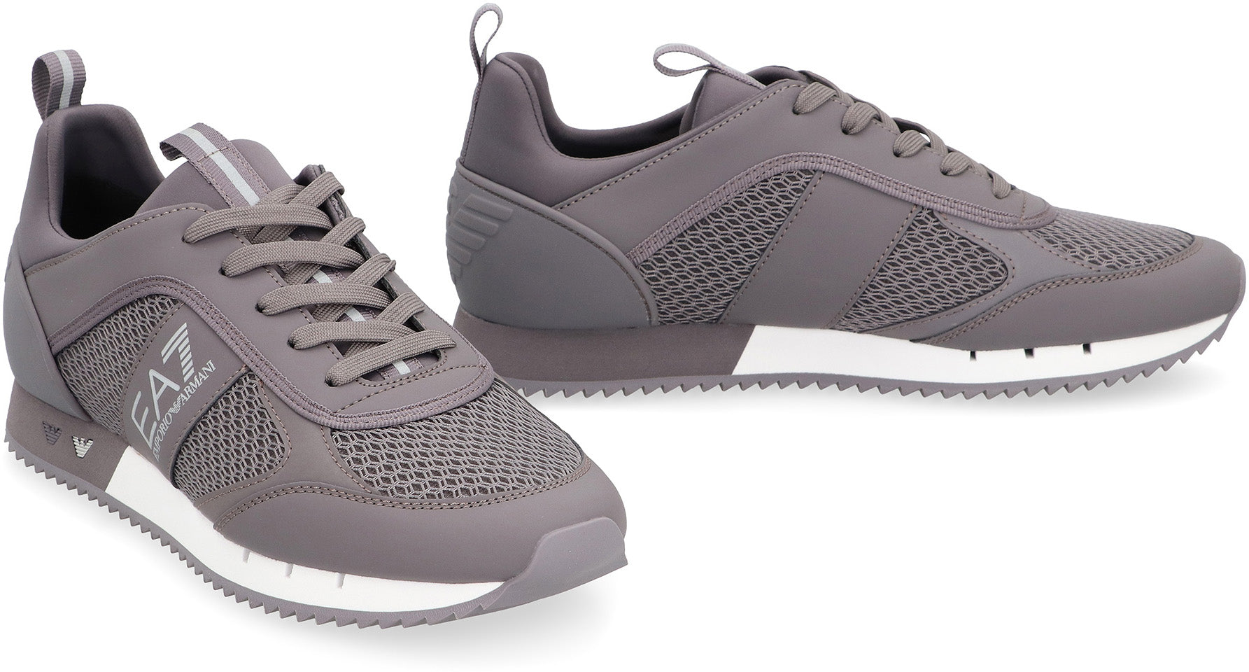 Mesh and vegan leather low-top sneakers