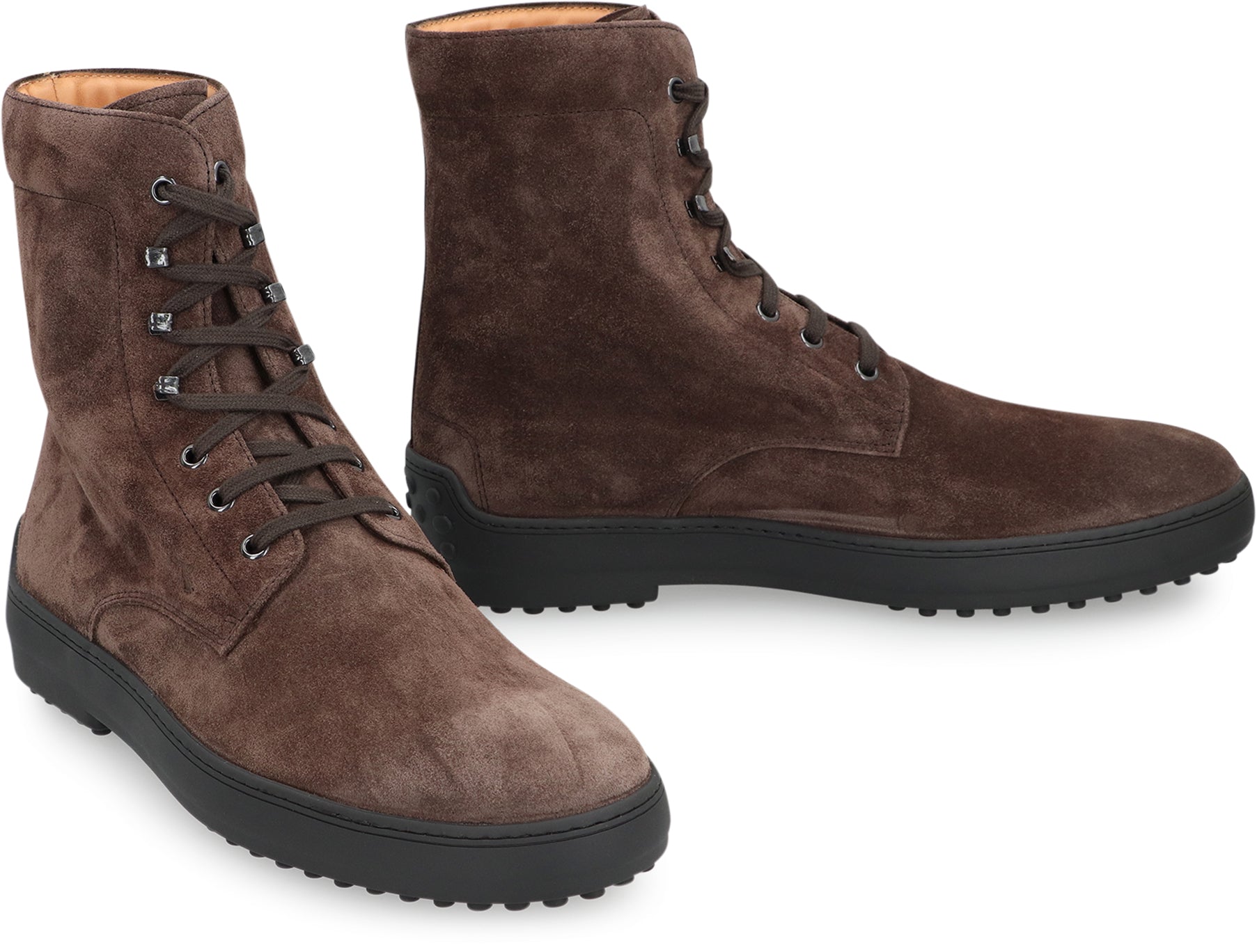 Lace-up suede ankle boots