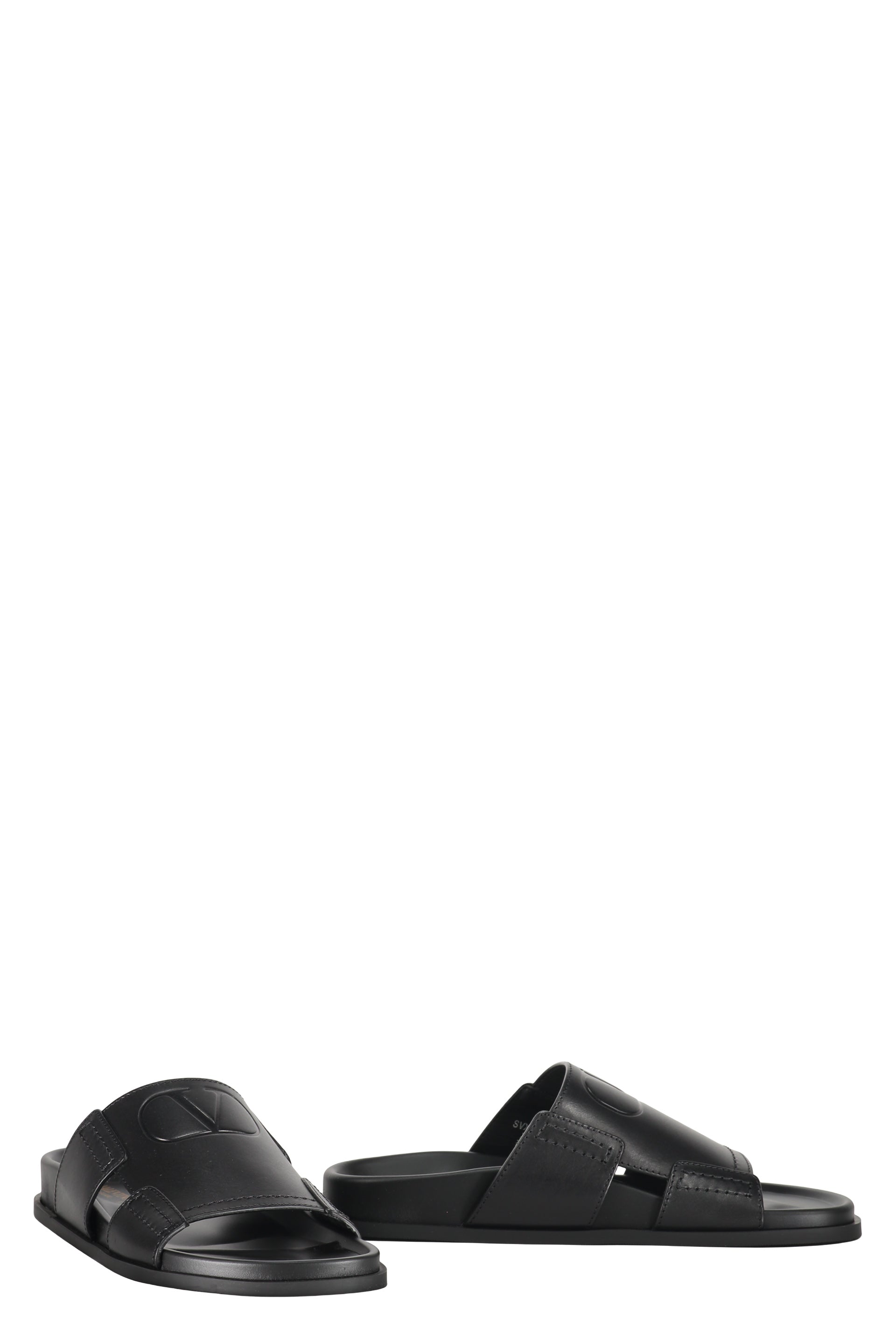 Leather slides with logo
