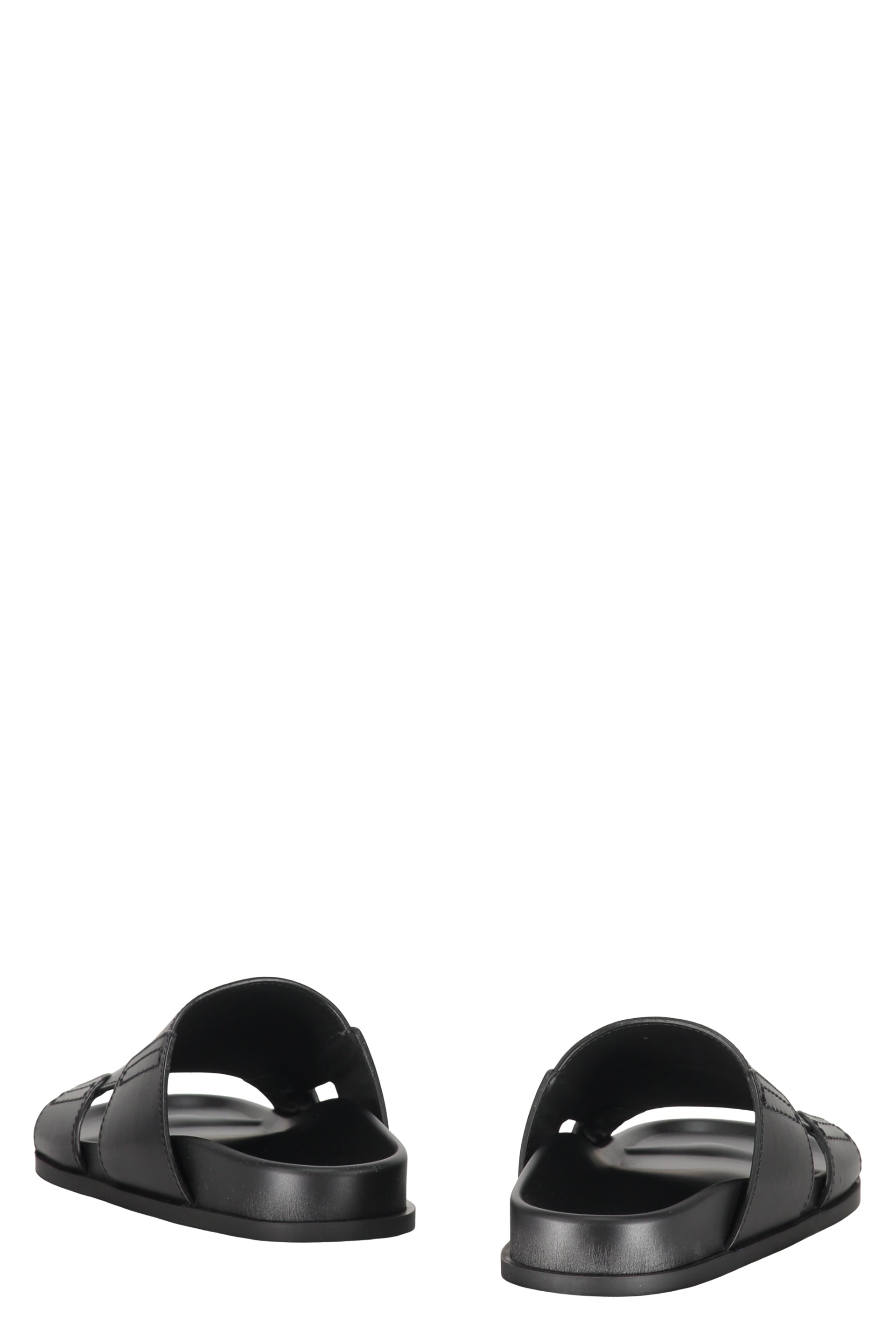 Leather slides with logo