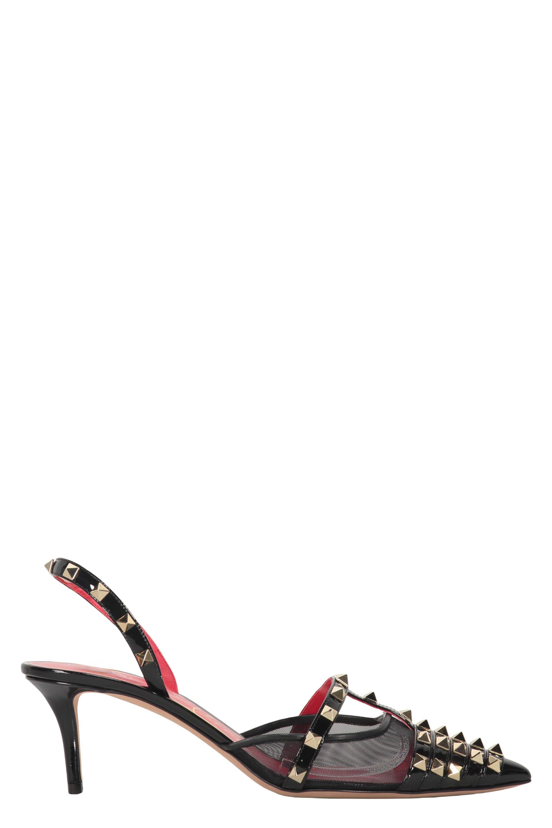 Studded leather slingback pumps