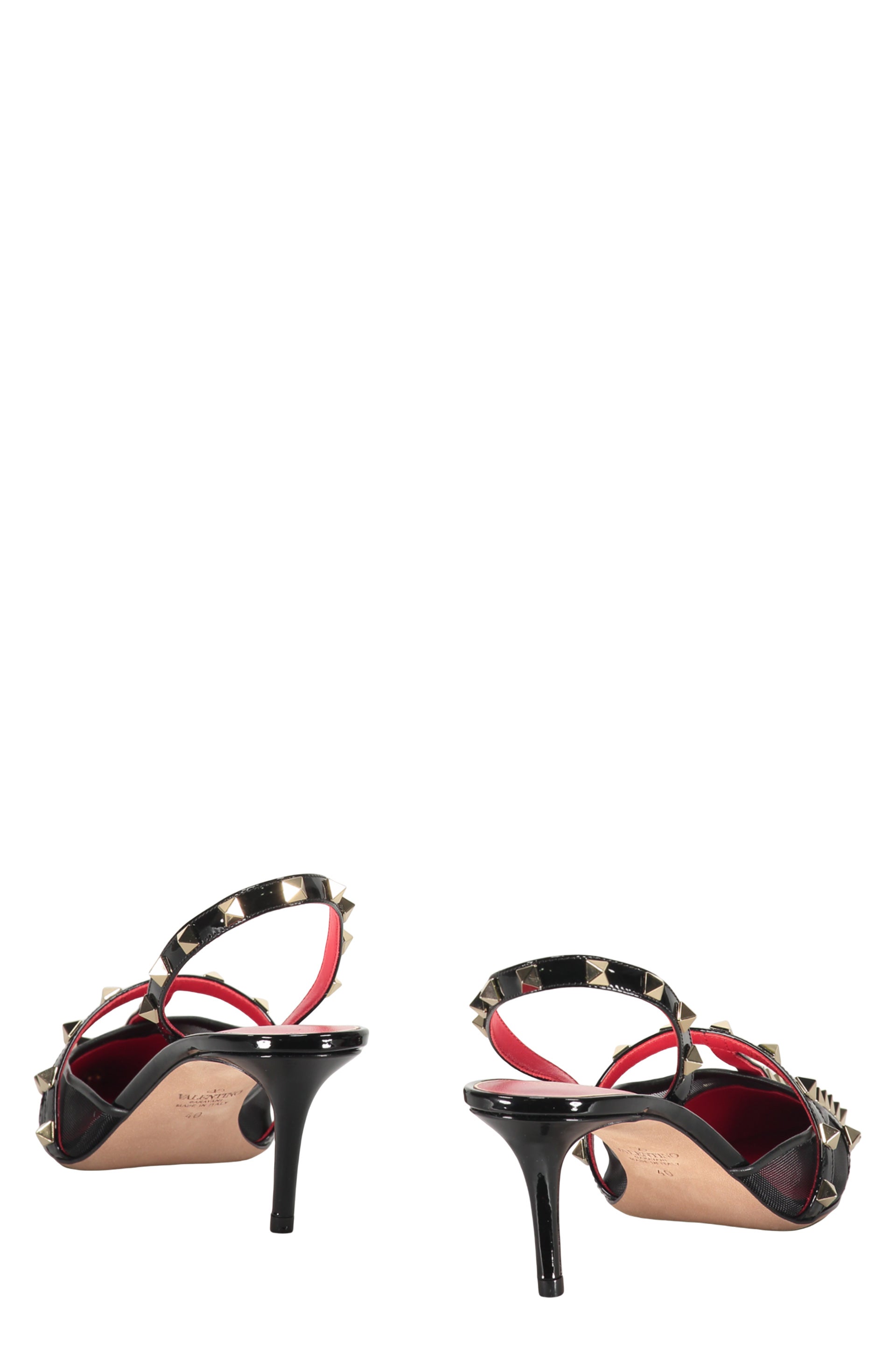 Studded leather slingback pumps