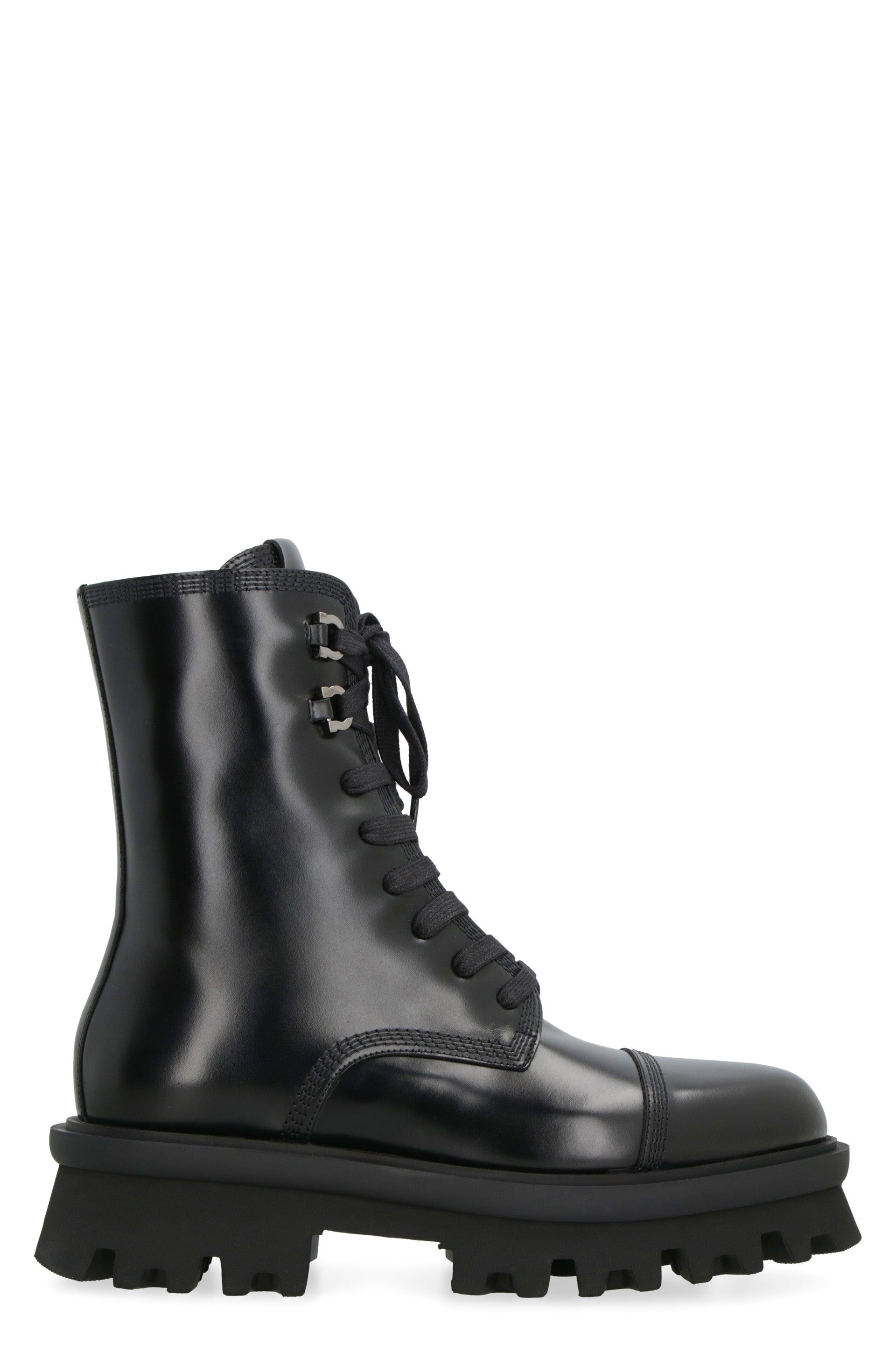 Leather combat boots