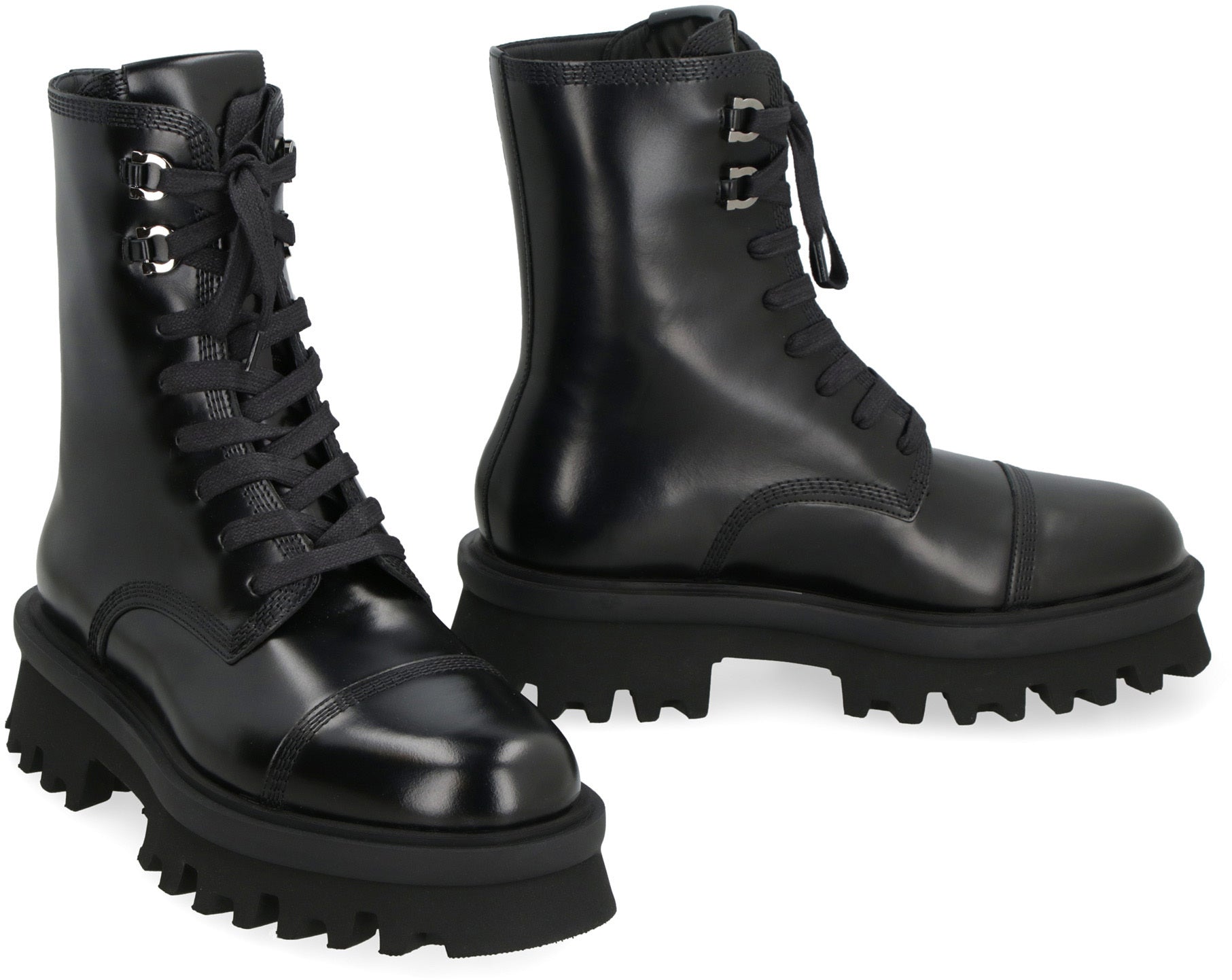 Leather combat boots