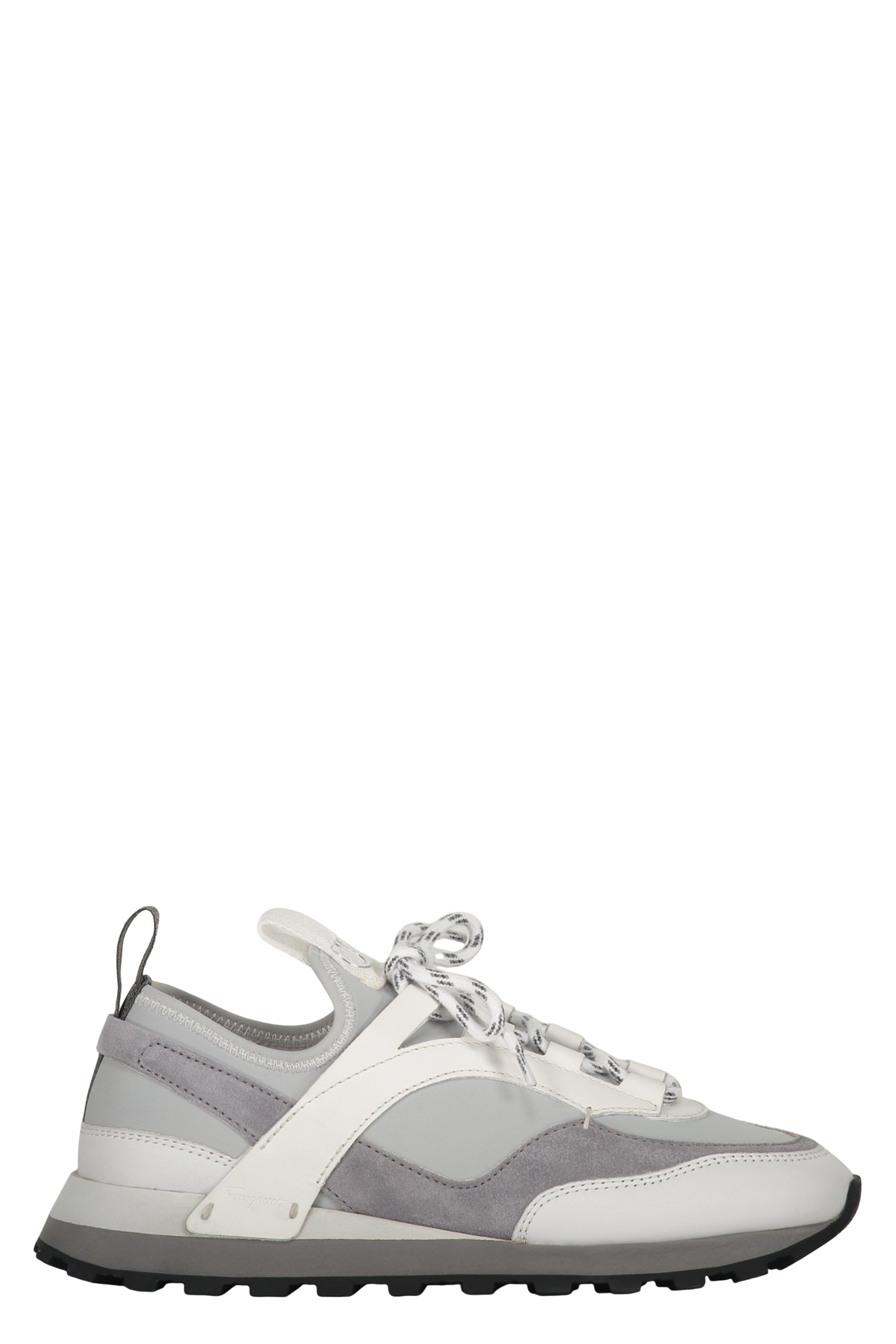 Techno fabric and leather sneakers