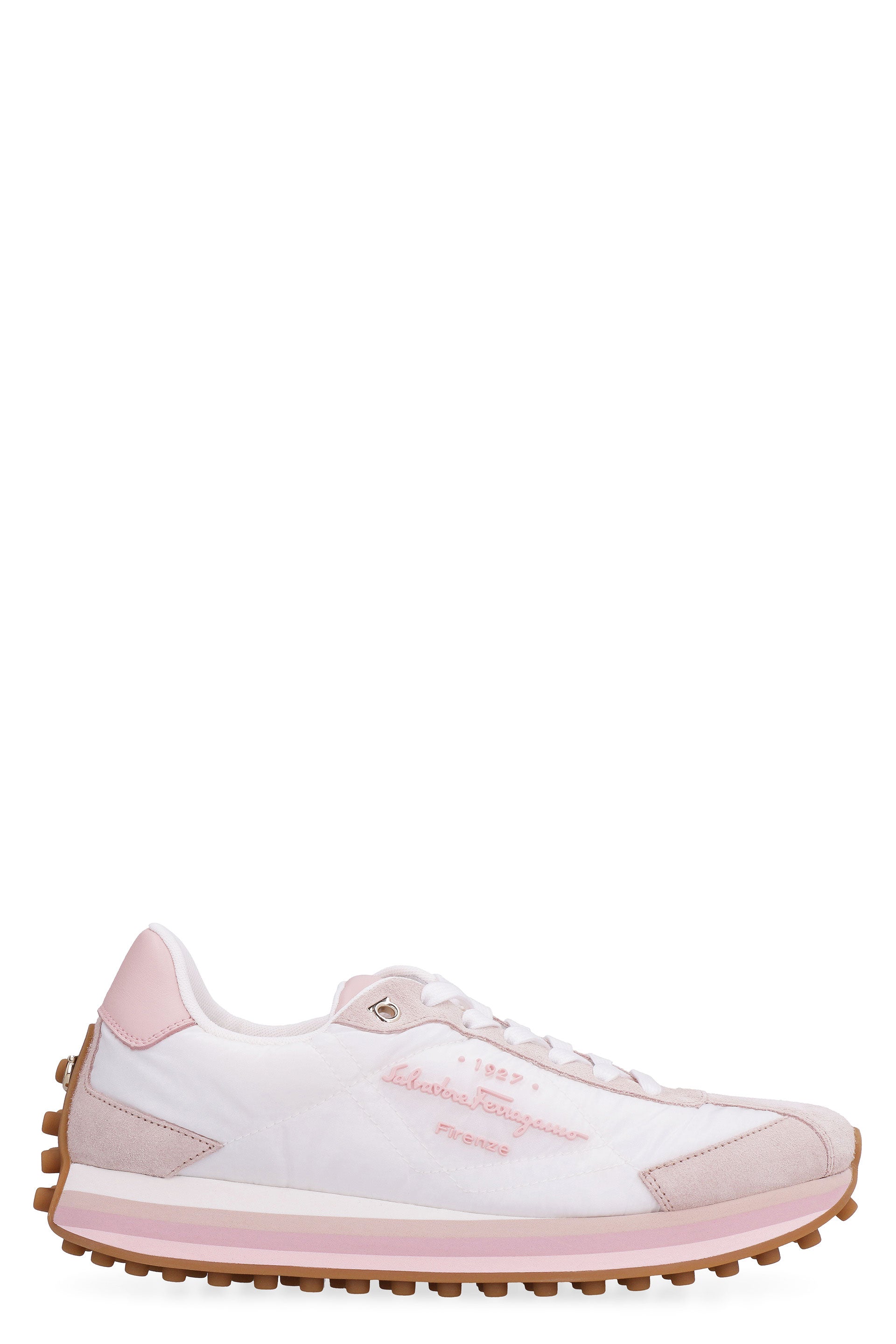 Leather and fabric low-top sneakers