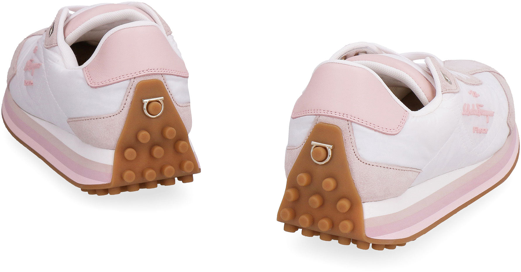 Leather and fabric low-top sneakers