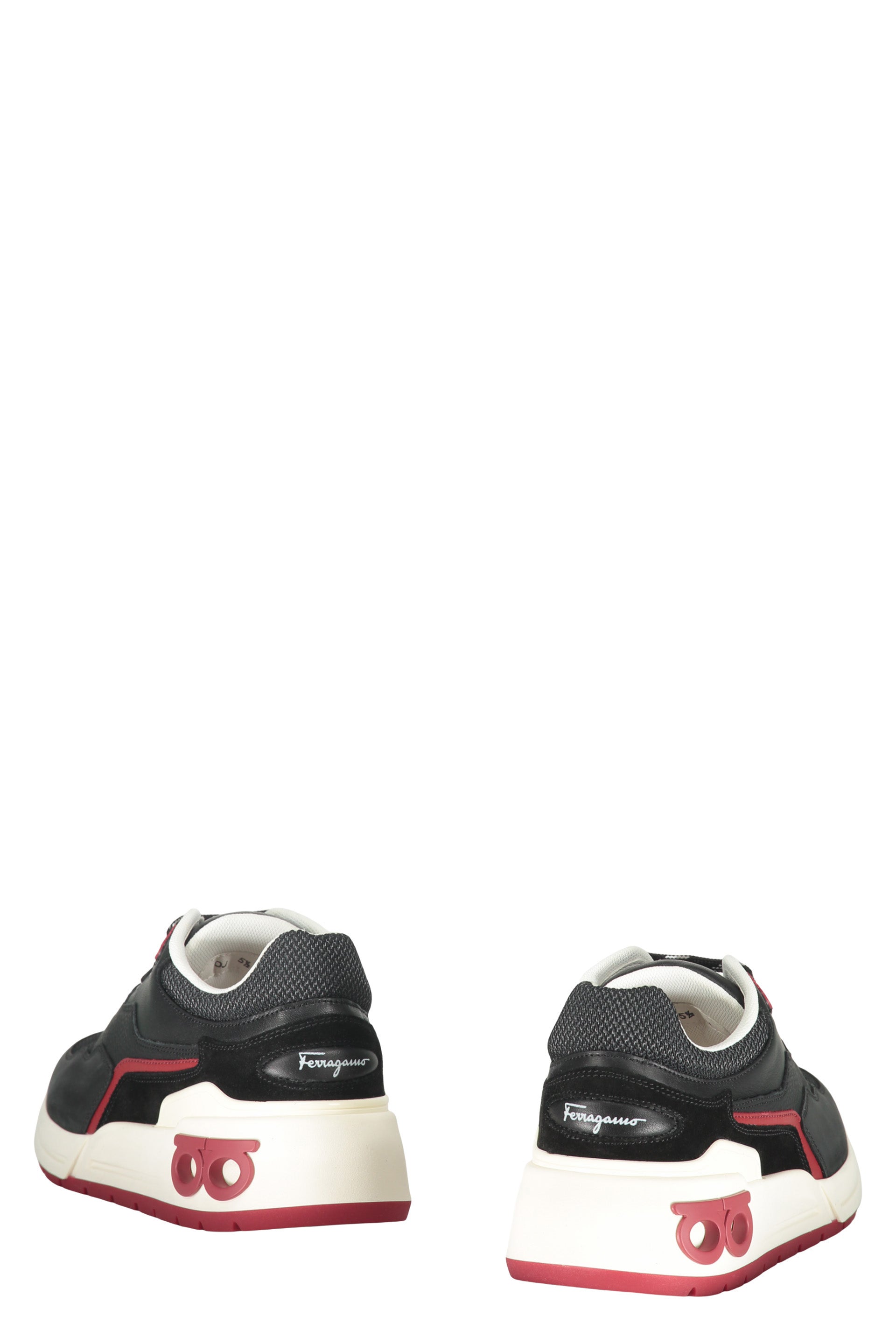 Leather and fabric low-top sneakers