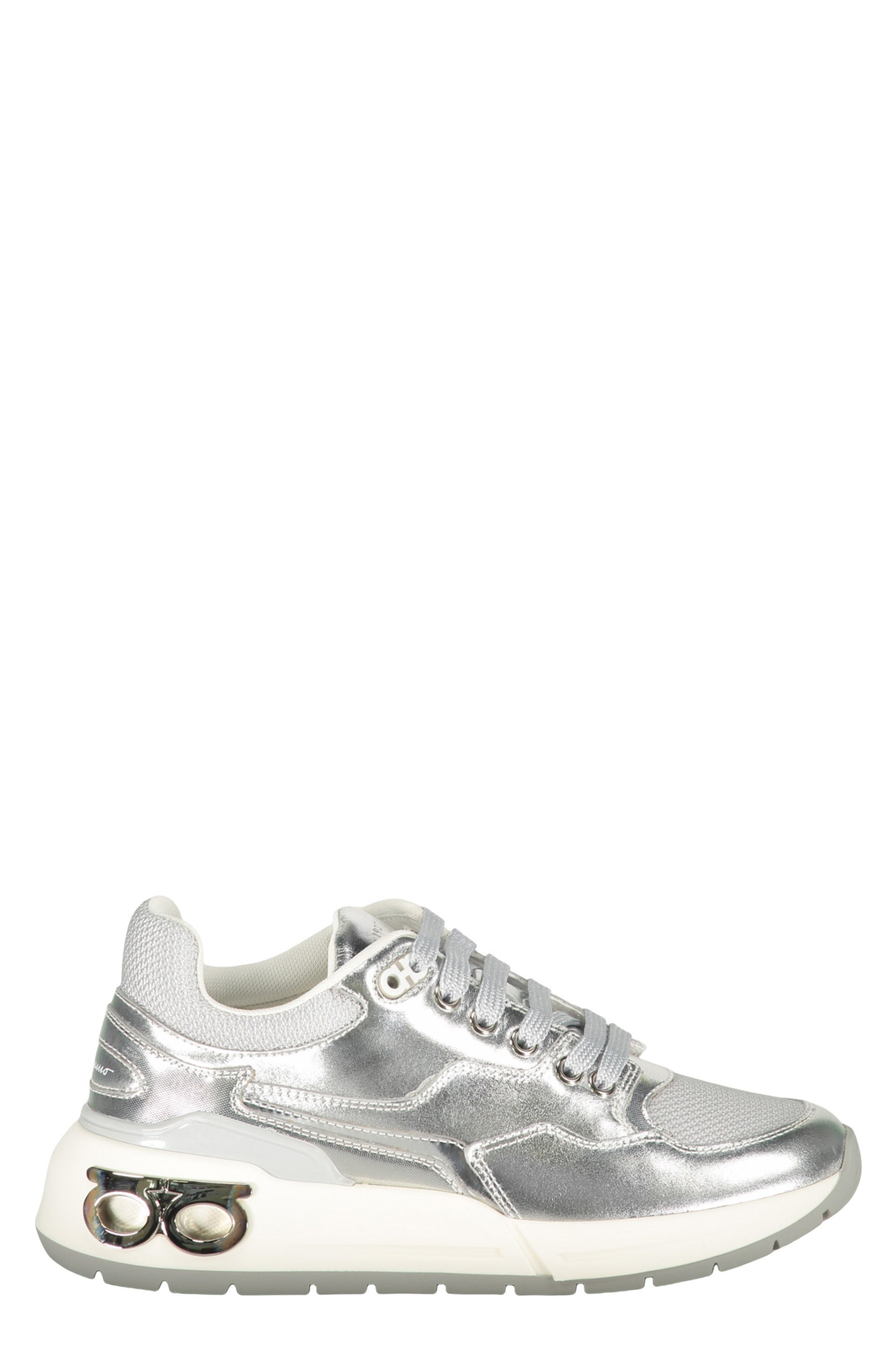 Leather and fabric low-top sneakers