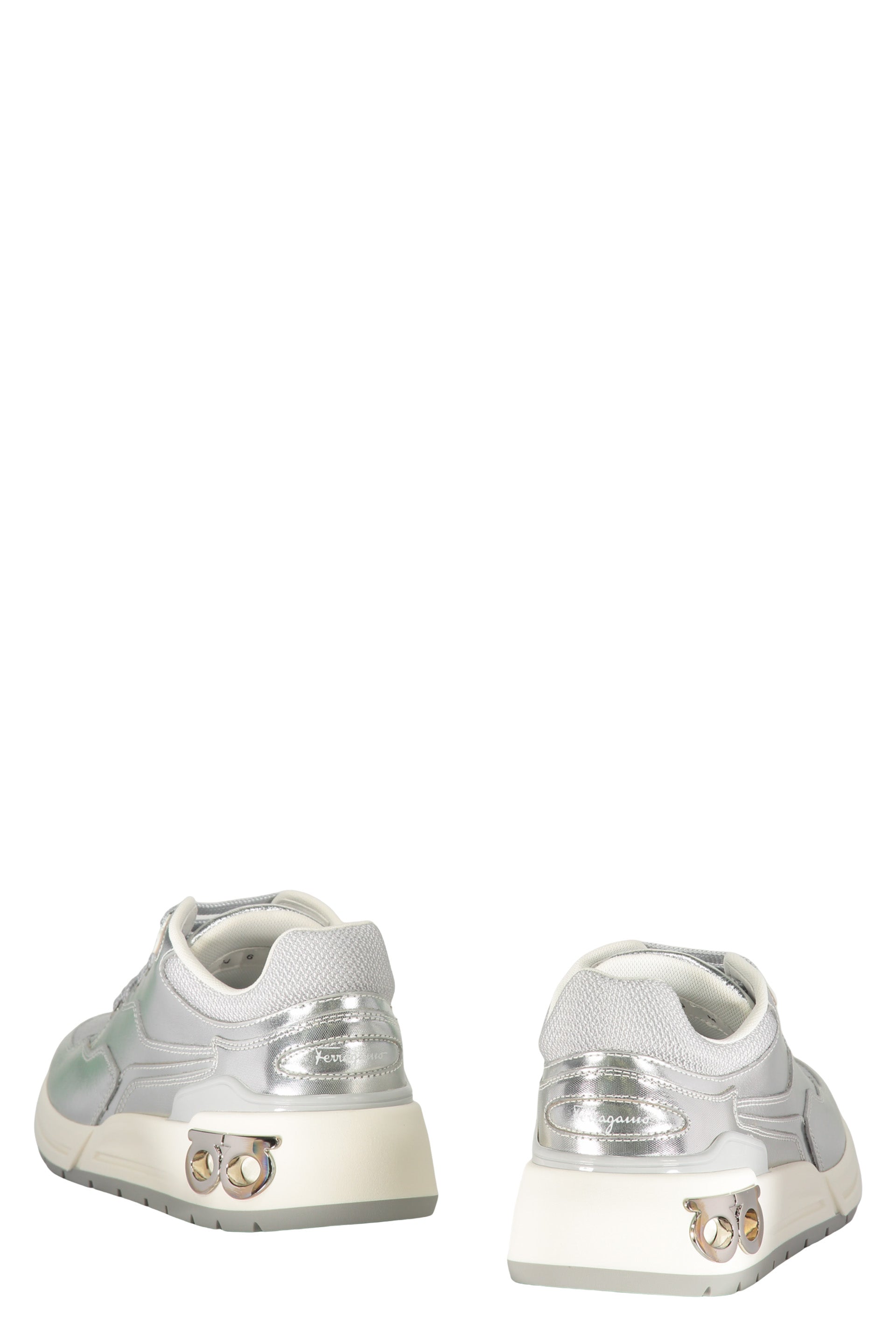 Leather and fabric low-top sneakers