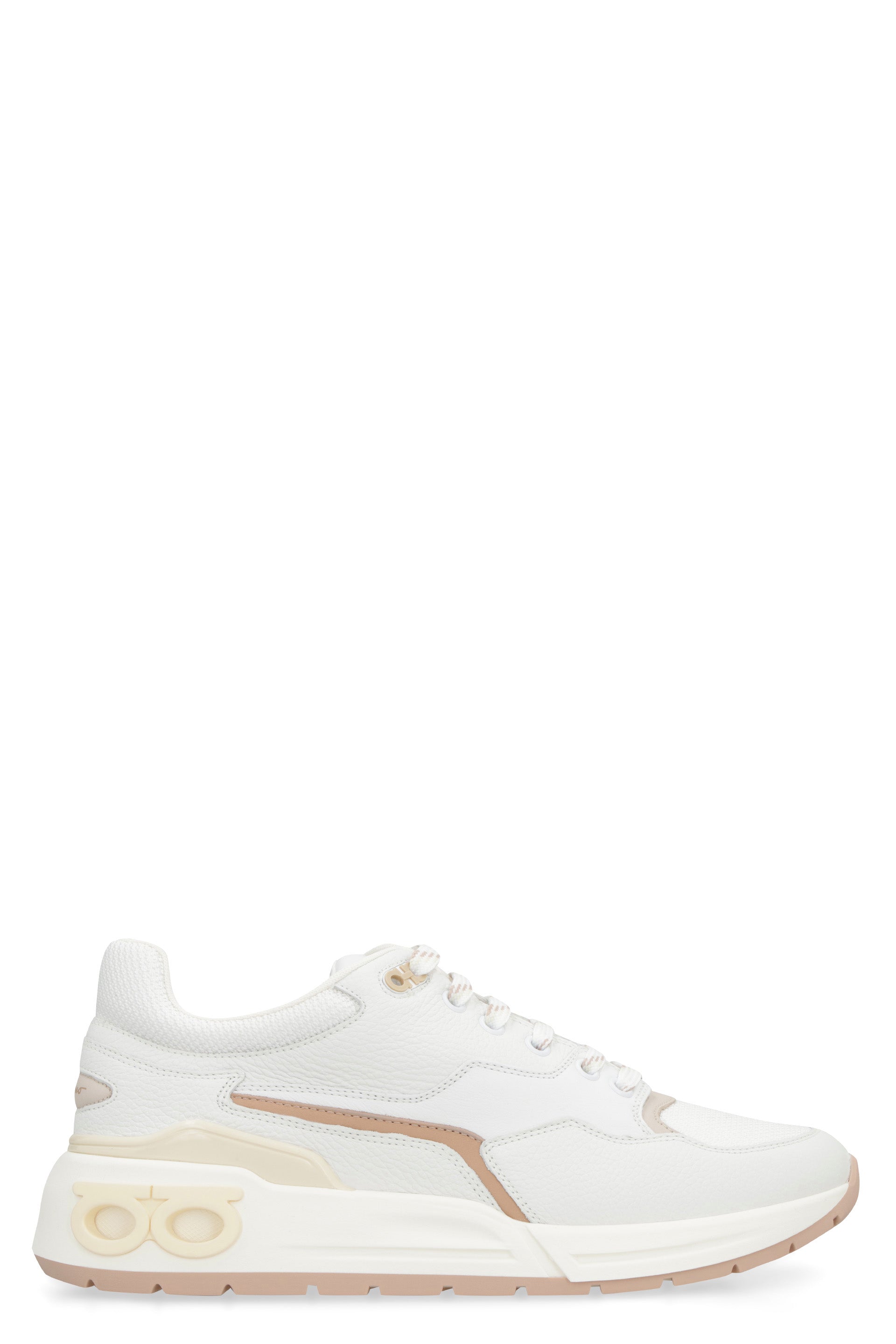 Leather and fabric low-top sneakers