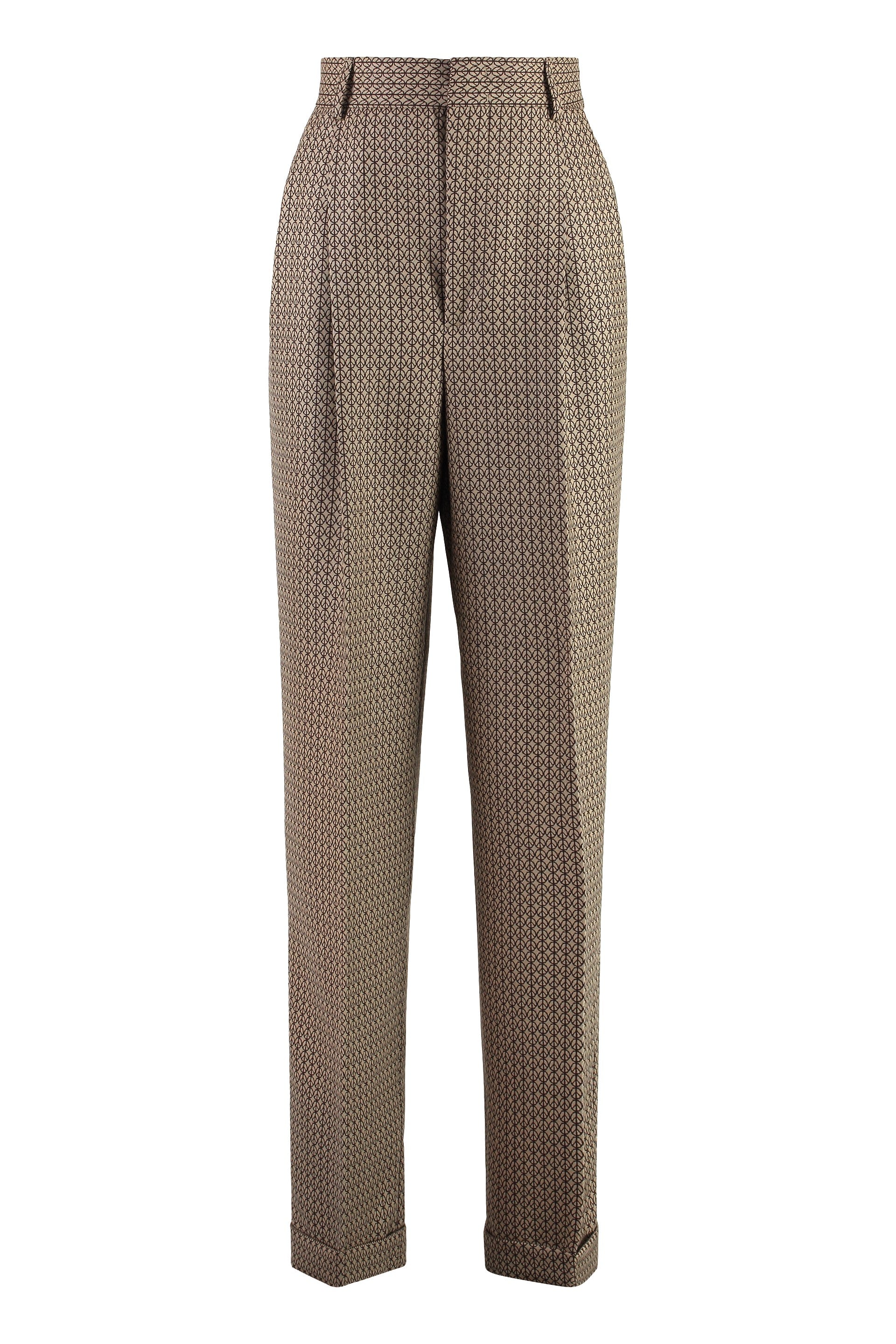 Peace motif jacquard trousers