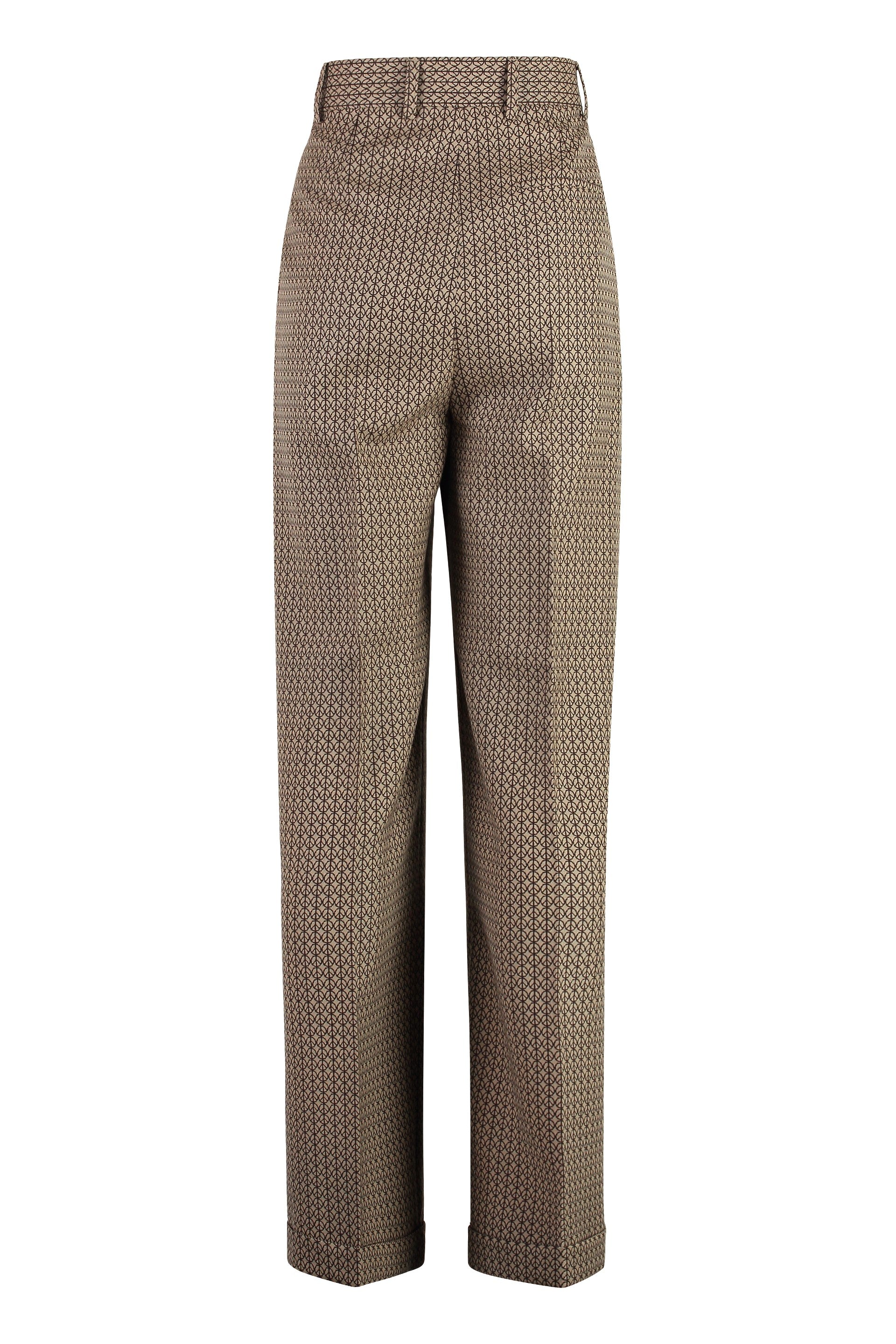 Peace motif jacquard trousers