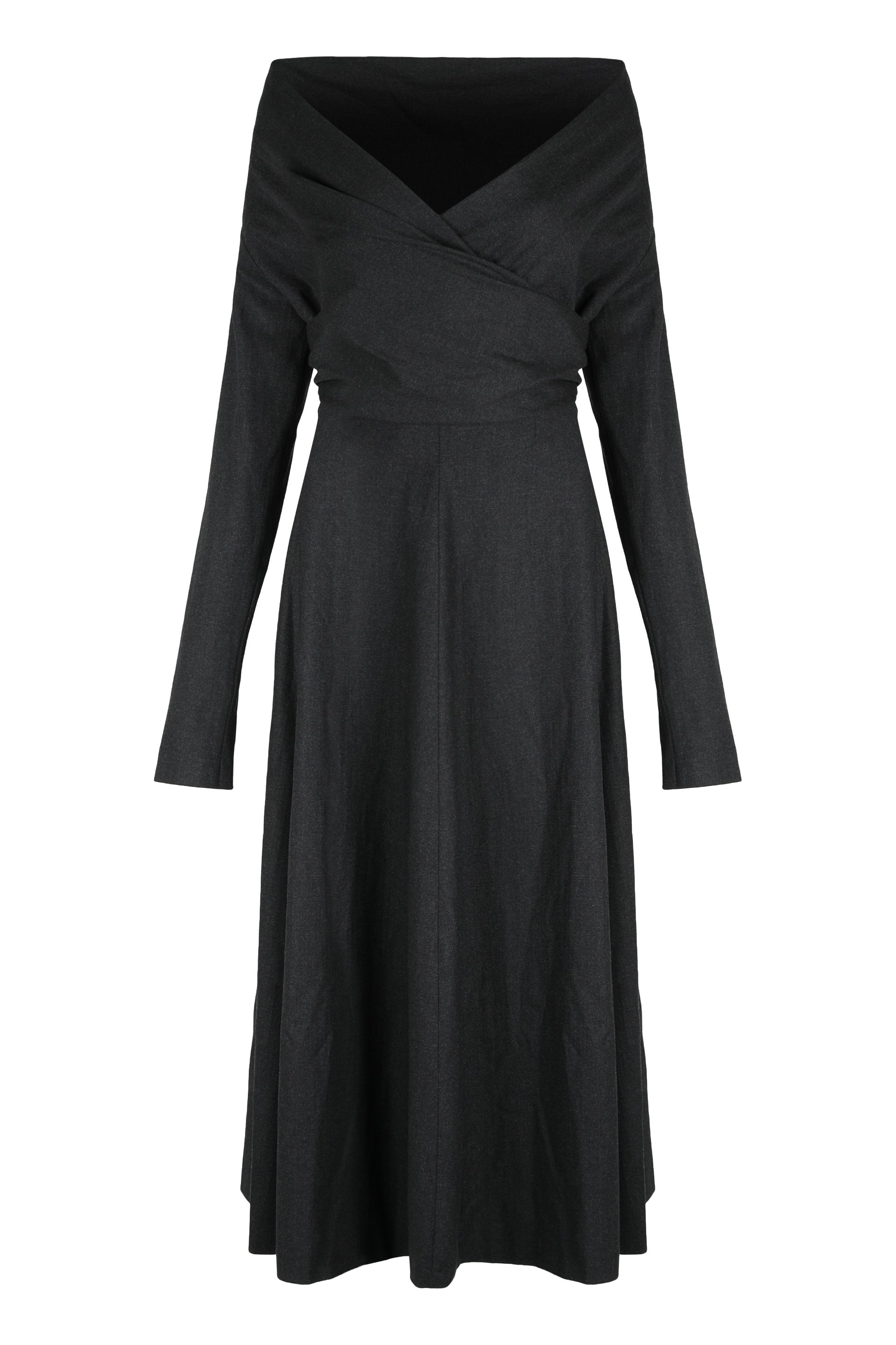 Draped dress in stretch wool