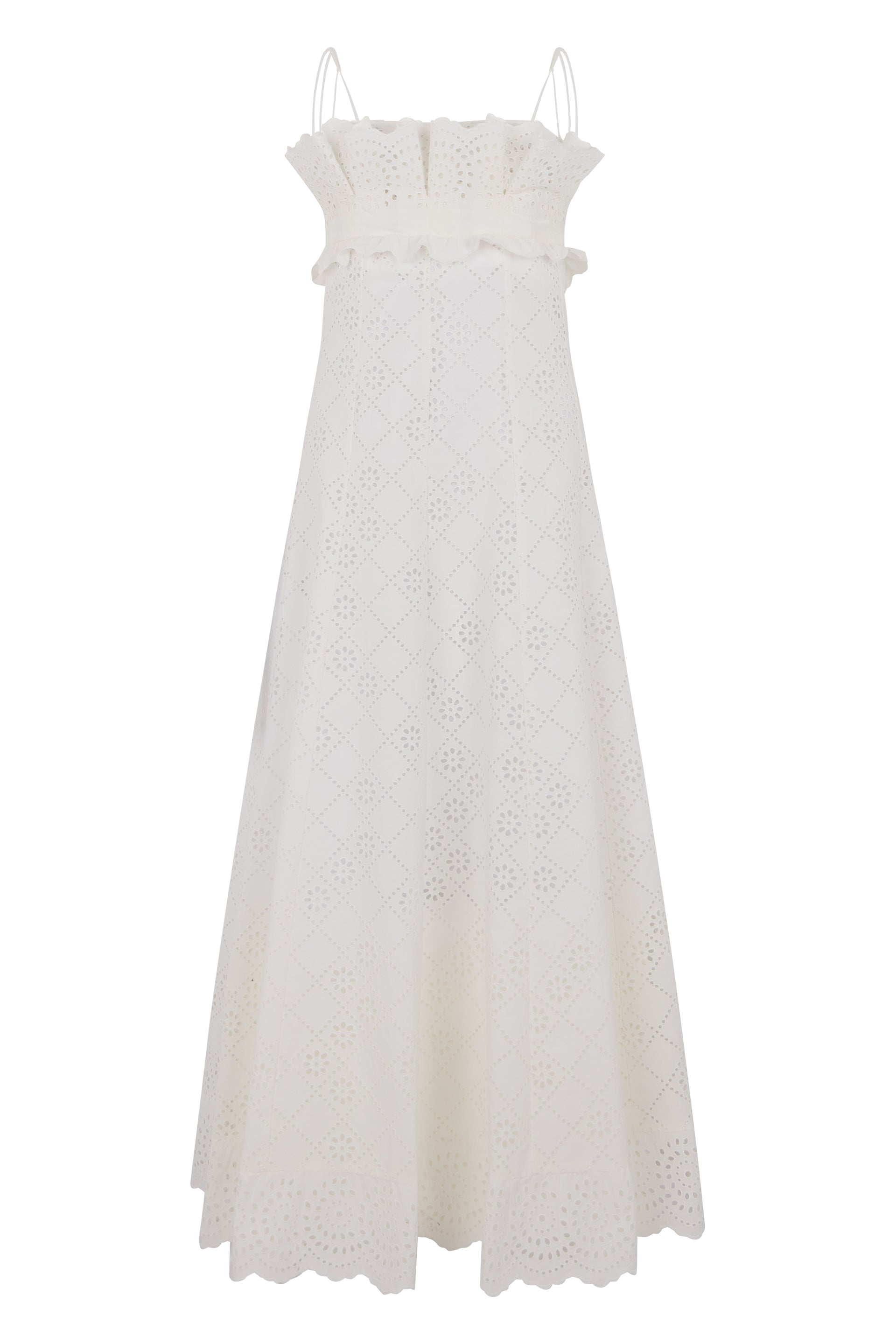 Long white dress in cotton and polyester