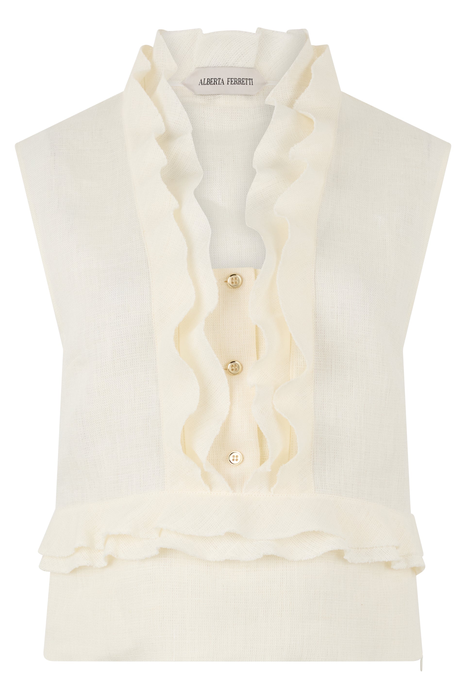 Linen blouse with ruffles
