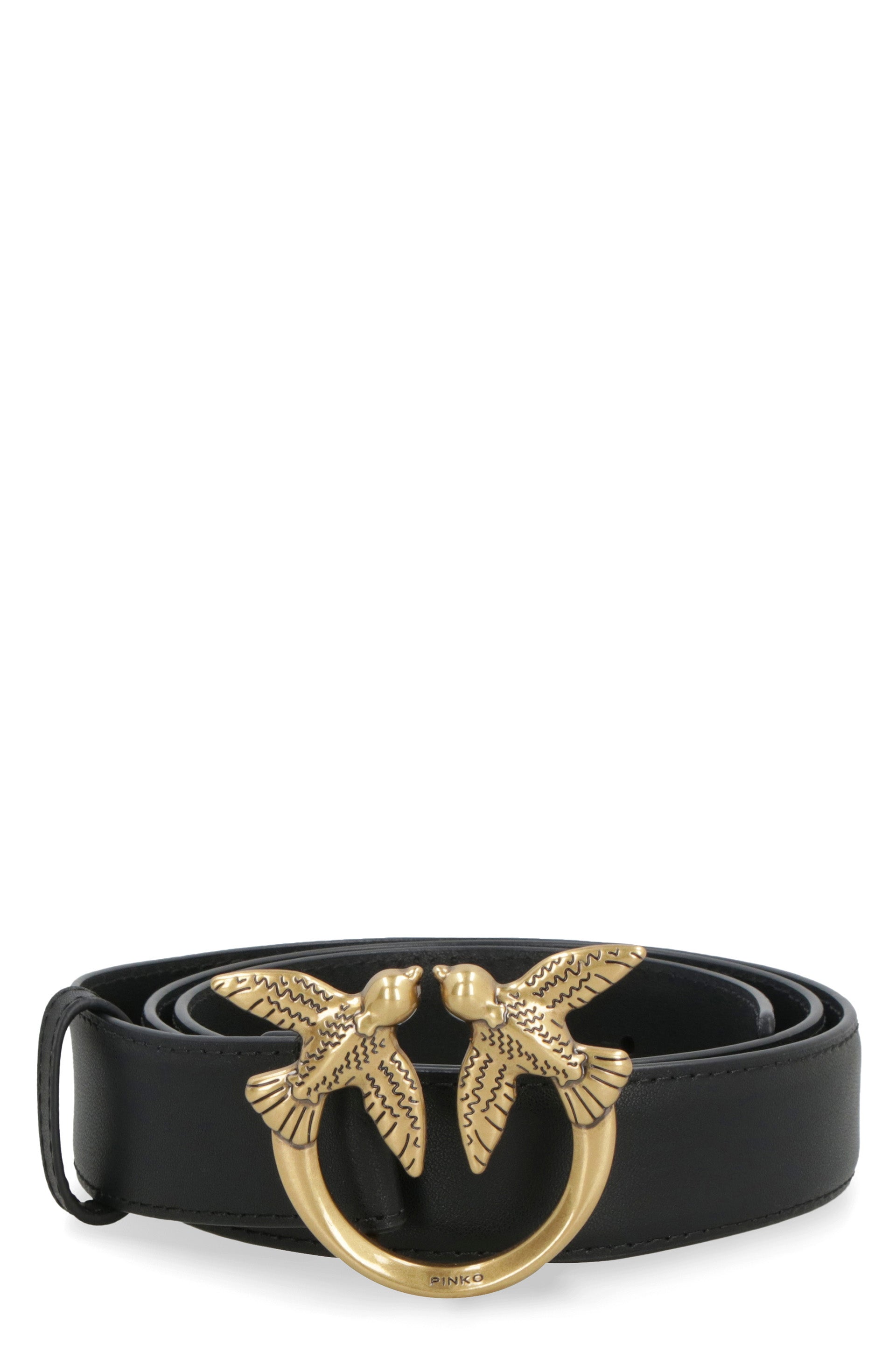 Logo buckle leather belt