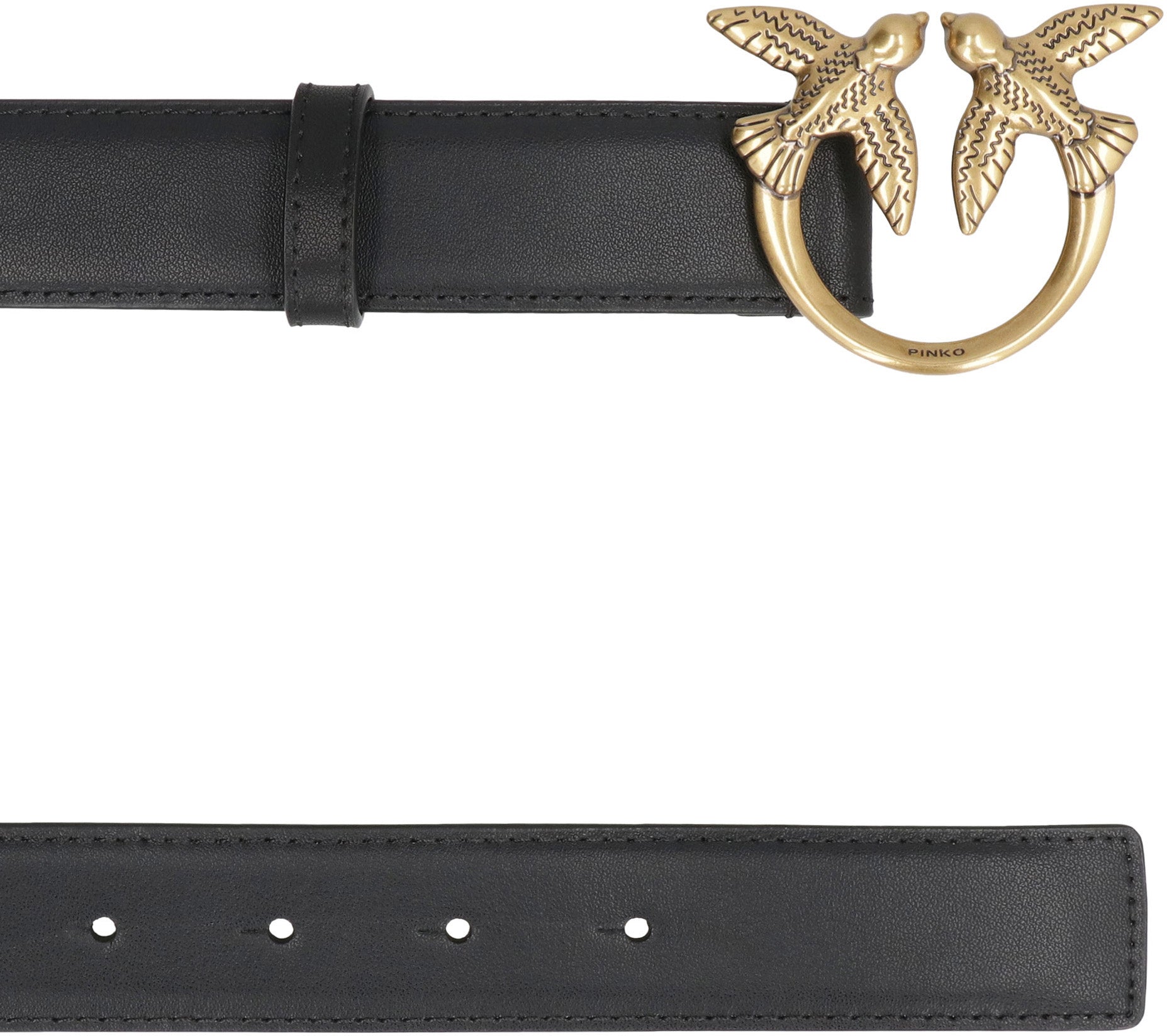 Logo buckle leather belt