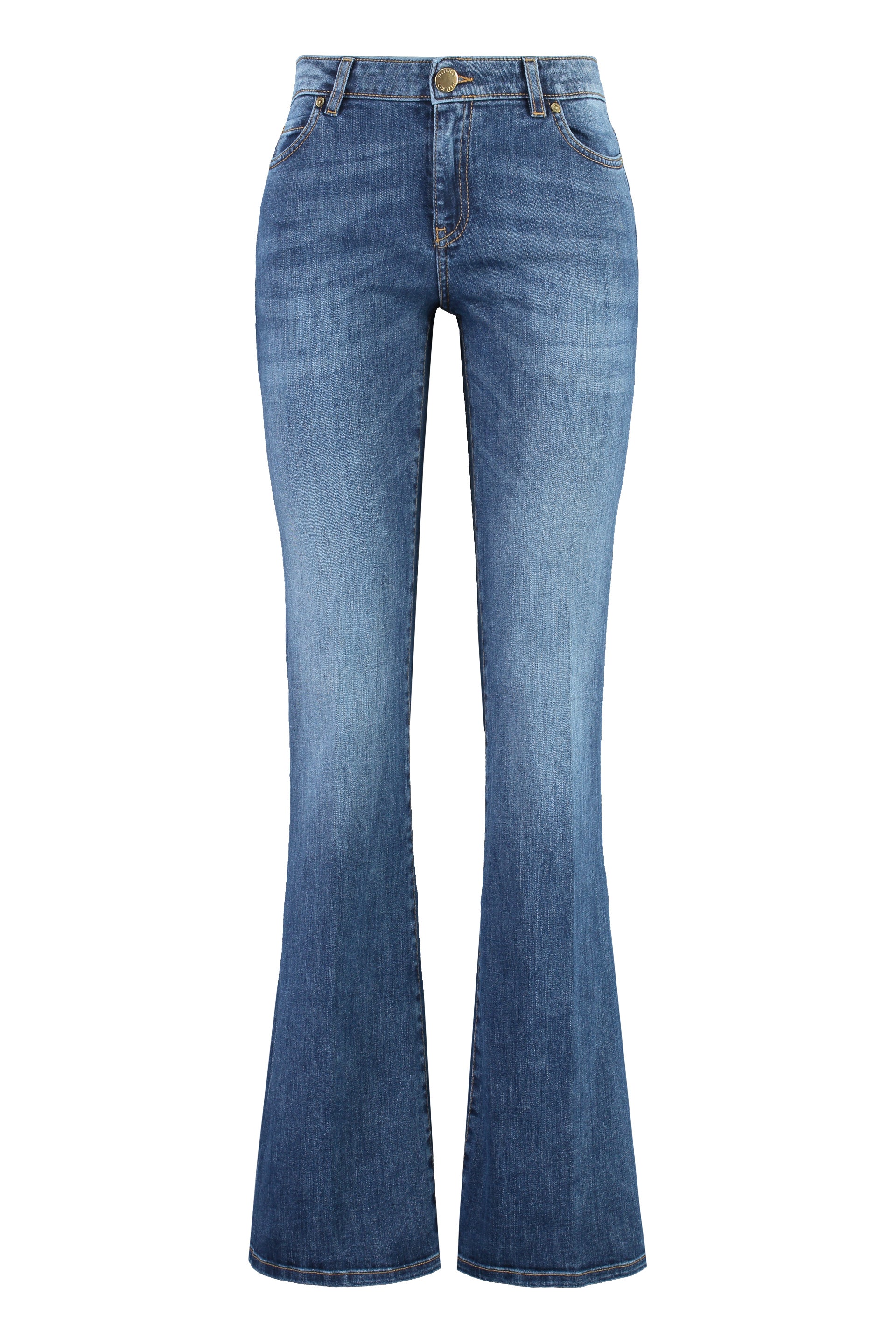 Low-rise flared jeans