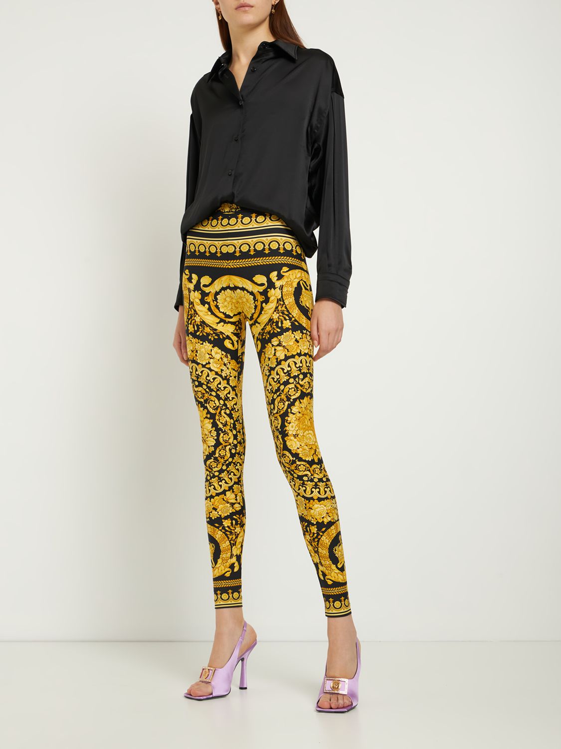 Printed leggings with logo