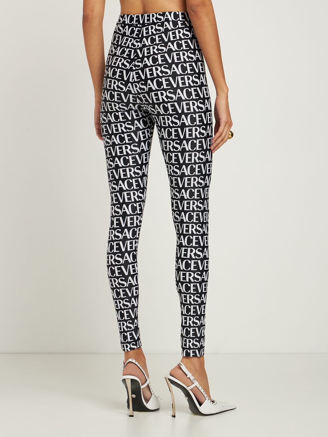 Printed leggings with all-over logo