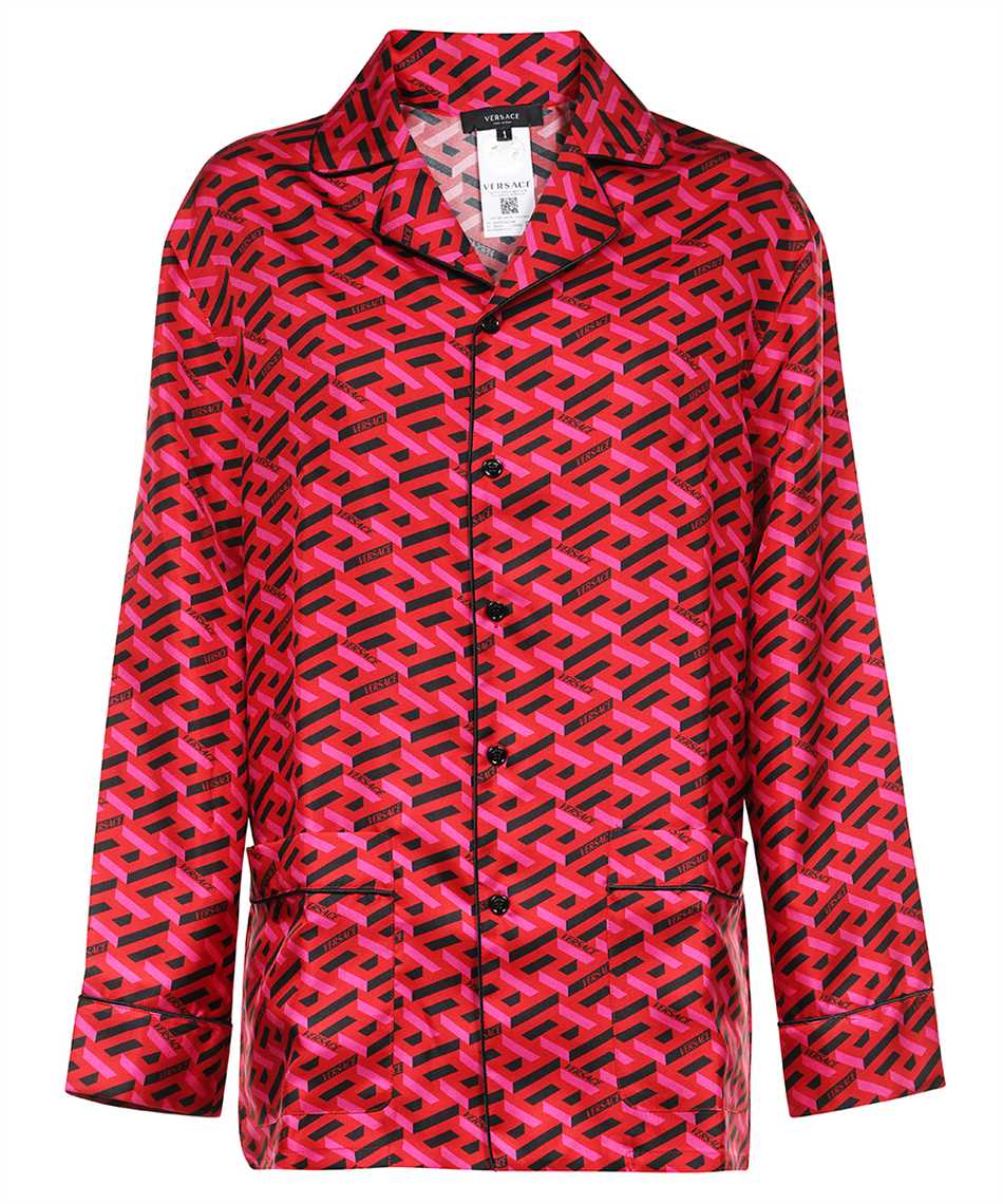 Printed silk pajama blouse