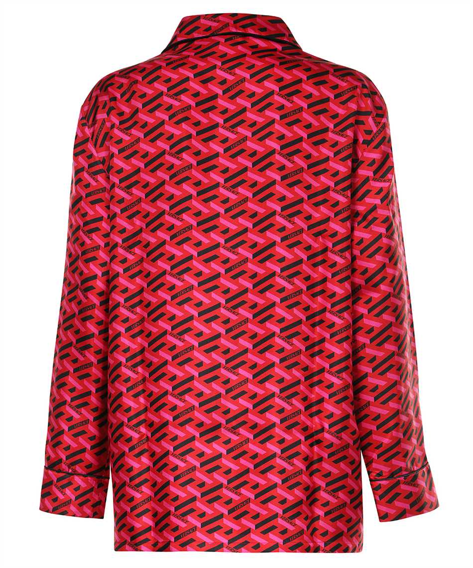 Printed silk pajama blouse