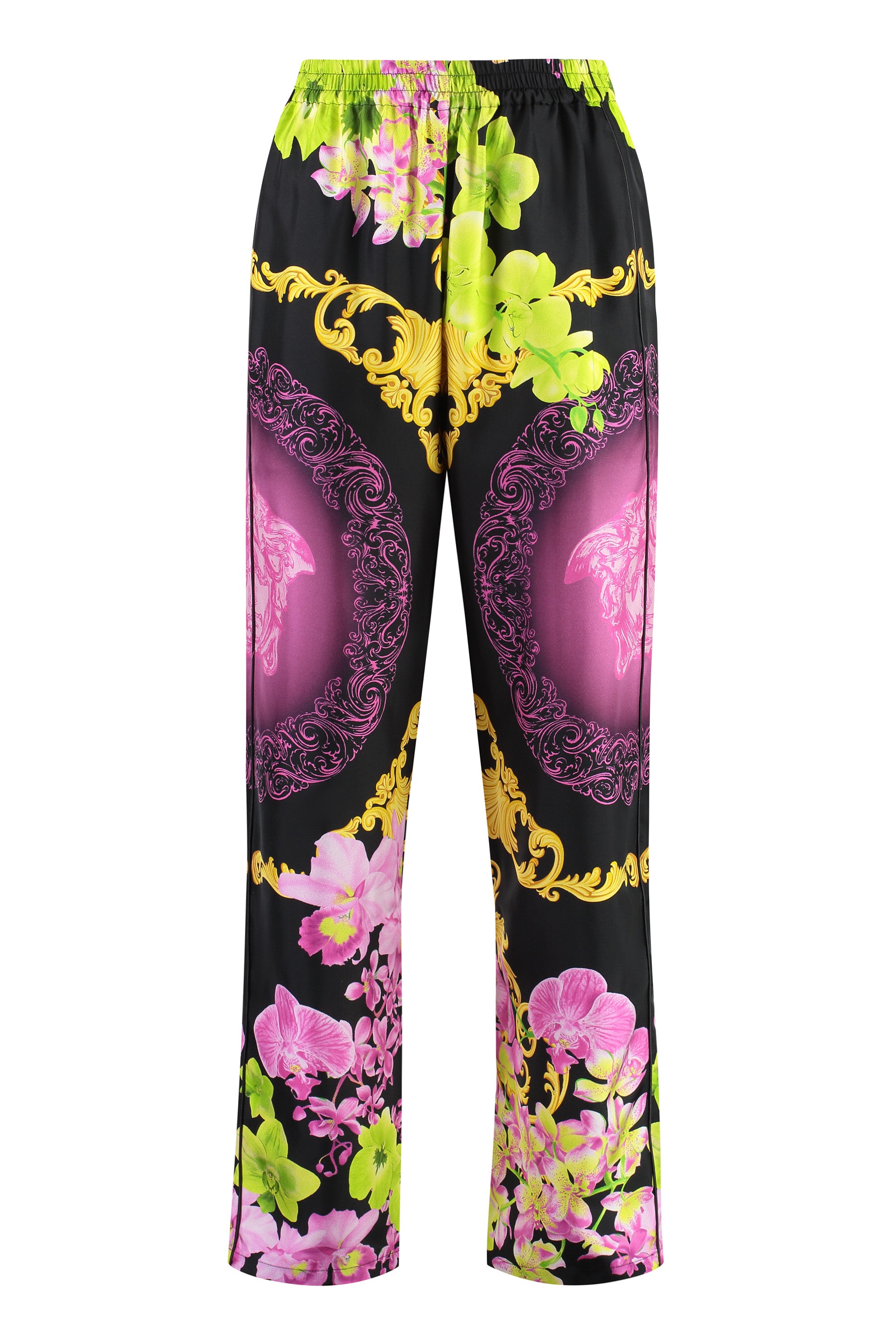 Printed silk pajama pants