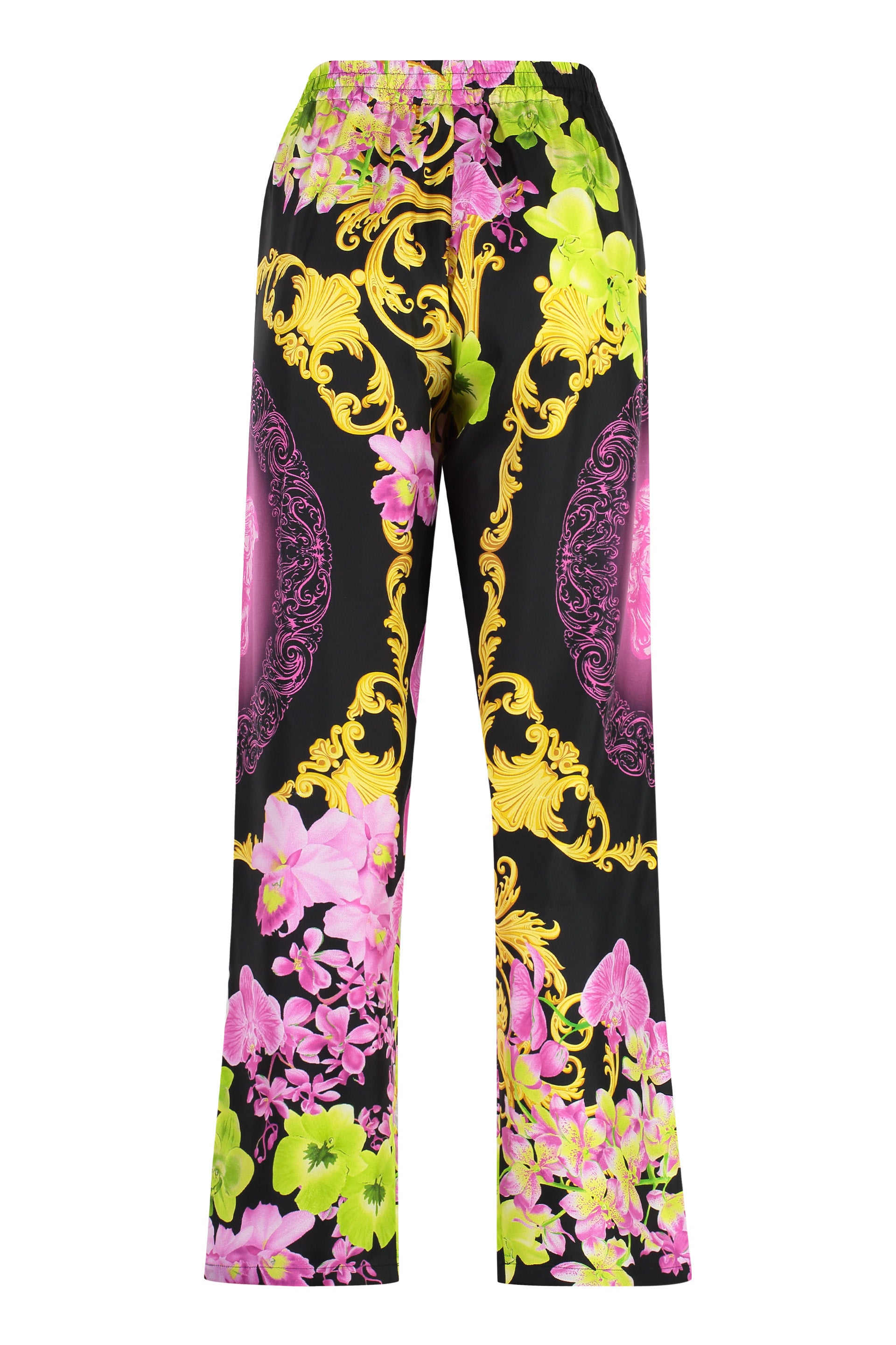 Printed silk pajama pants