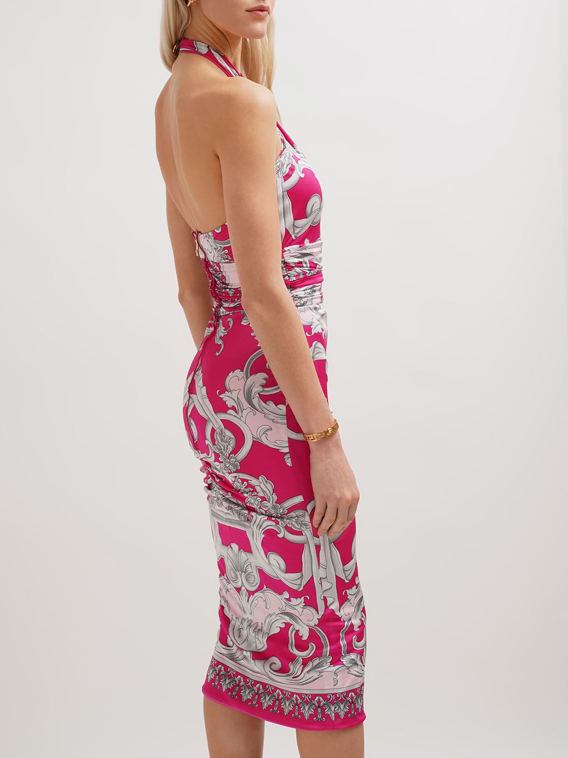 Pink fitted midi dress