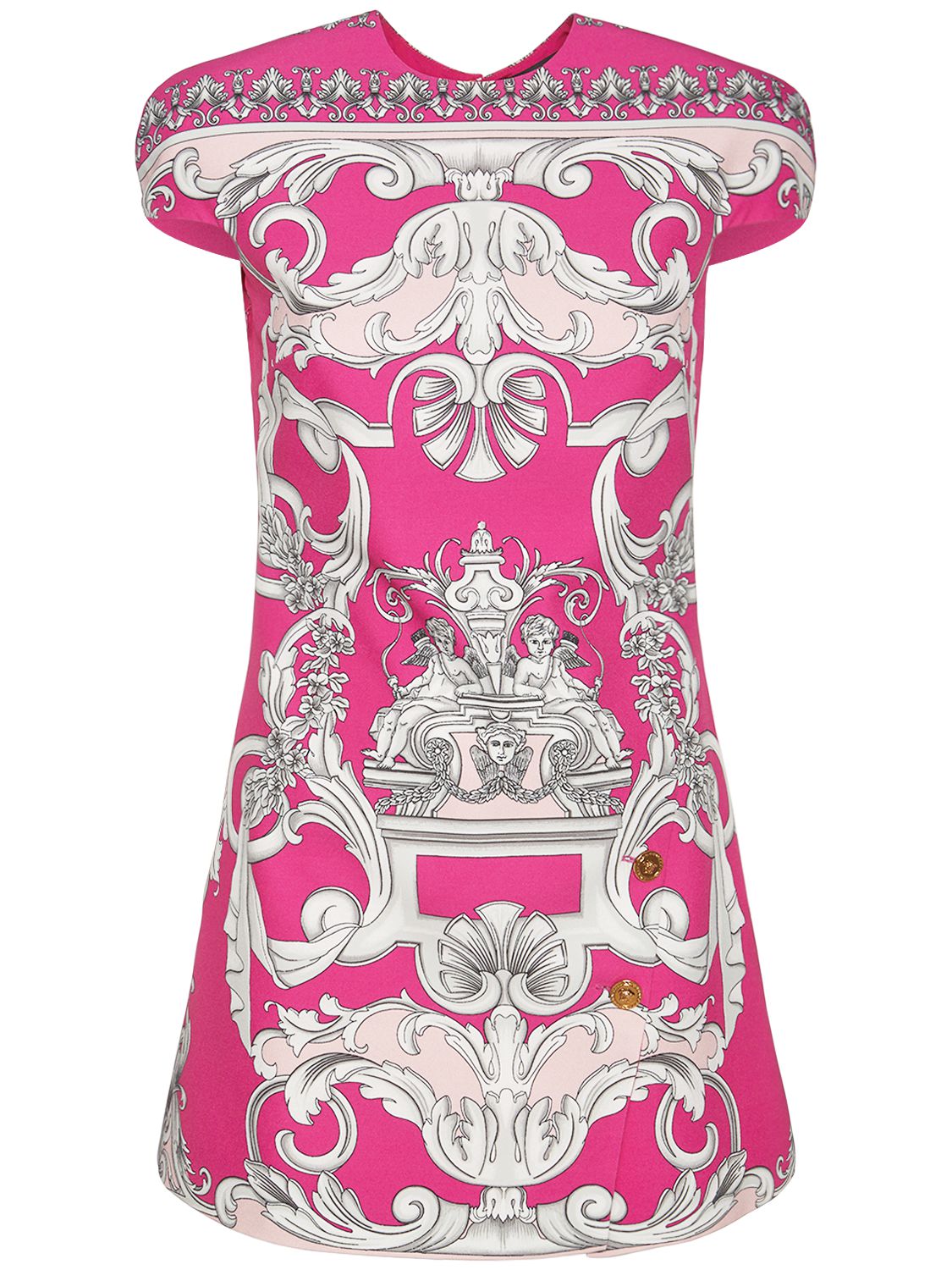 Summer floral dress in pink with short sleeves