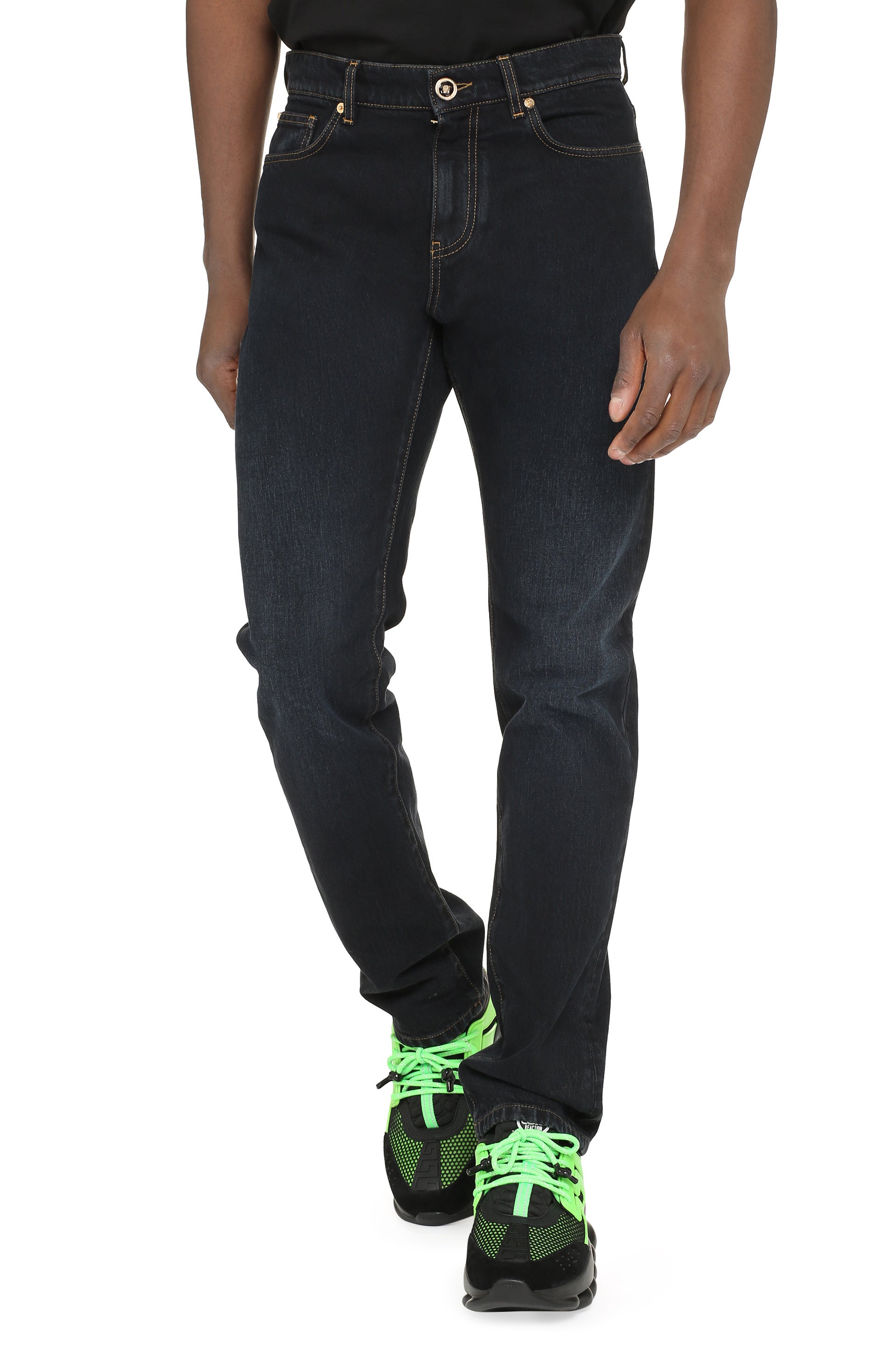 5-pocket straight-leg jeans