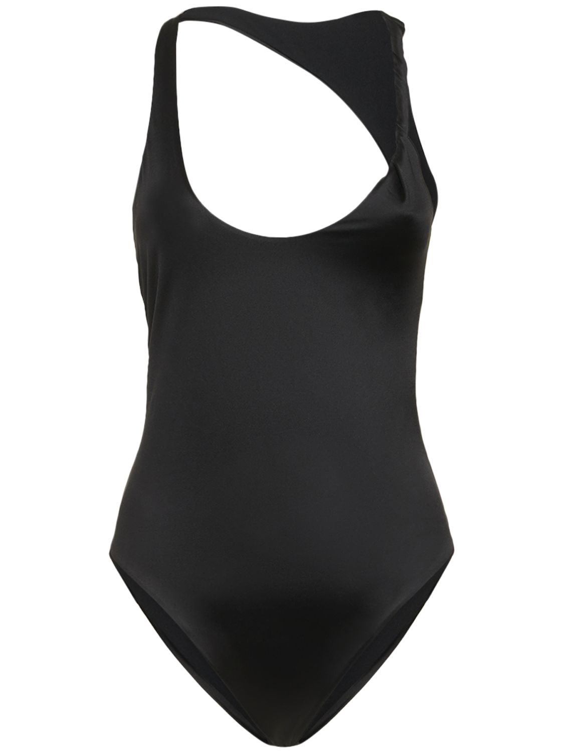Black asymmetric elegant women's swimsuit