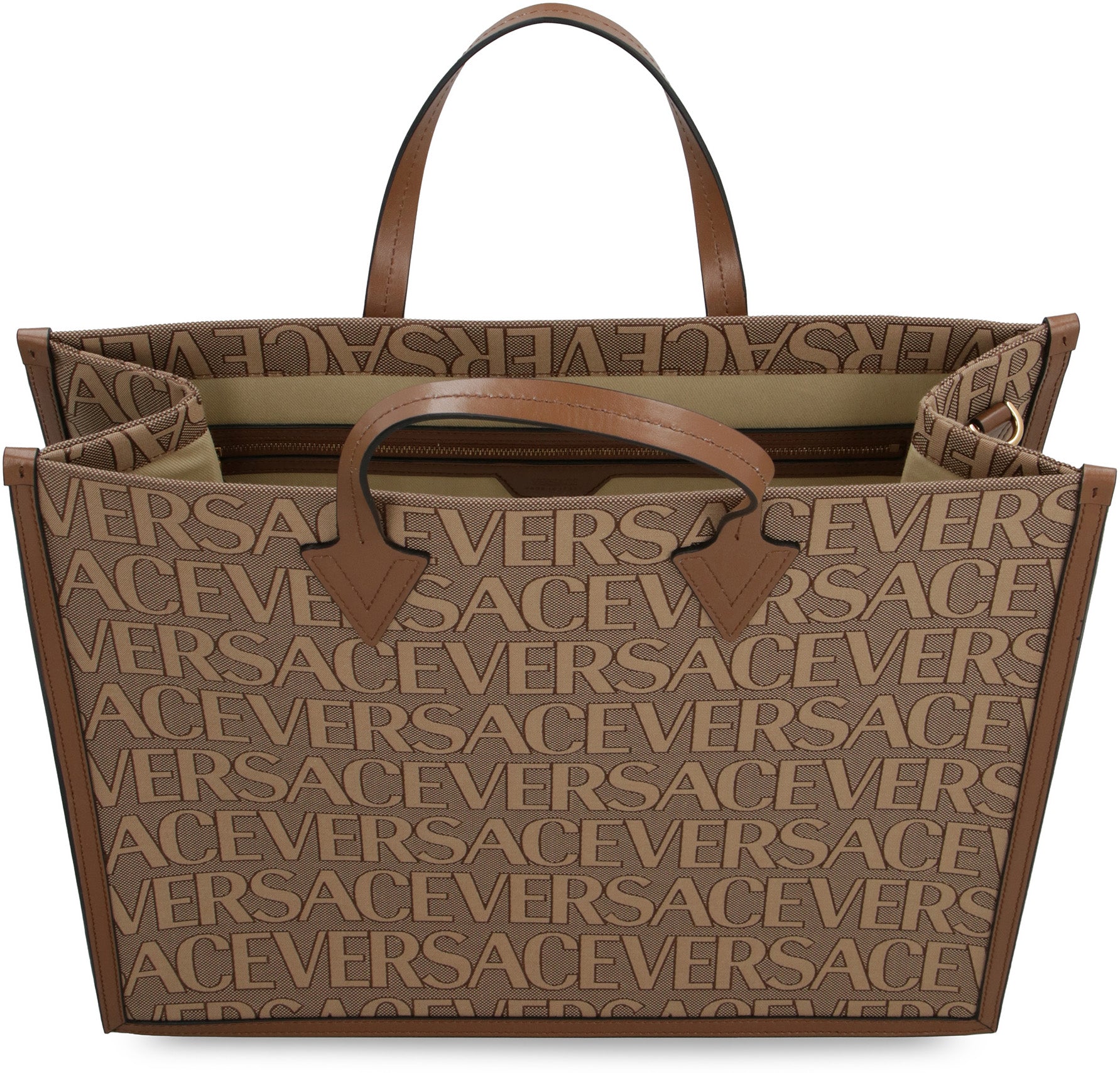 Canvas and leather shopping bag