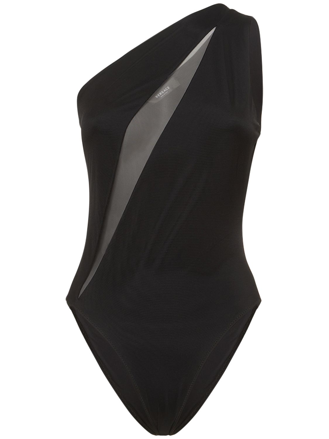 One-shoulder black swimsuit