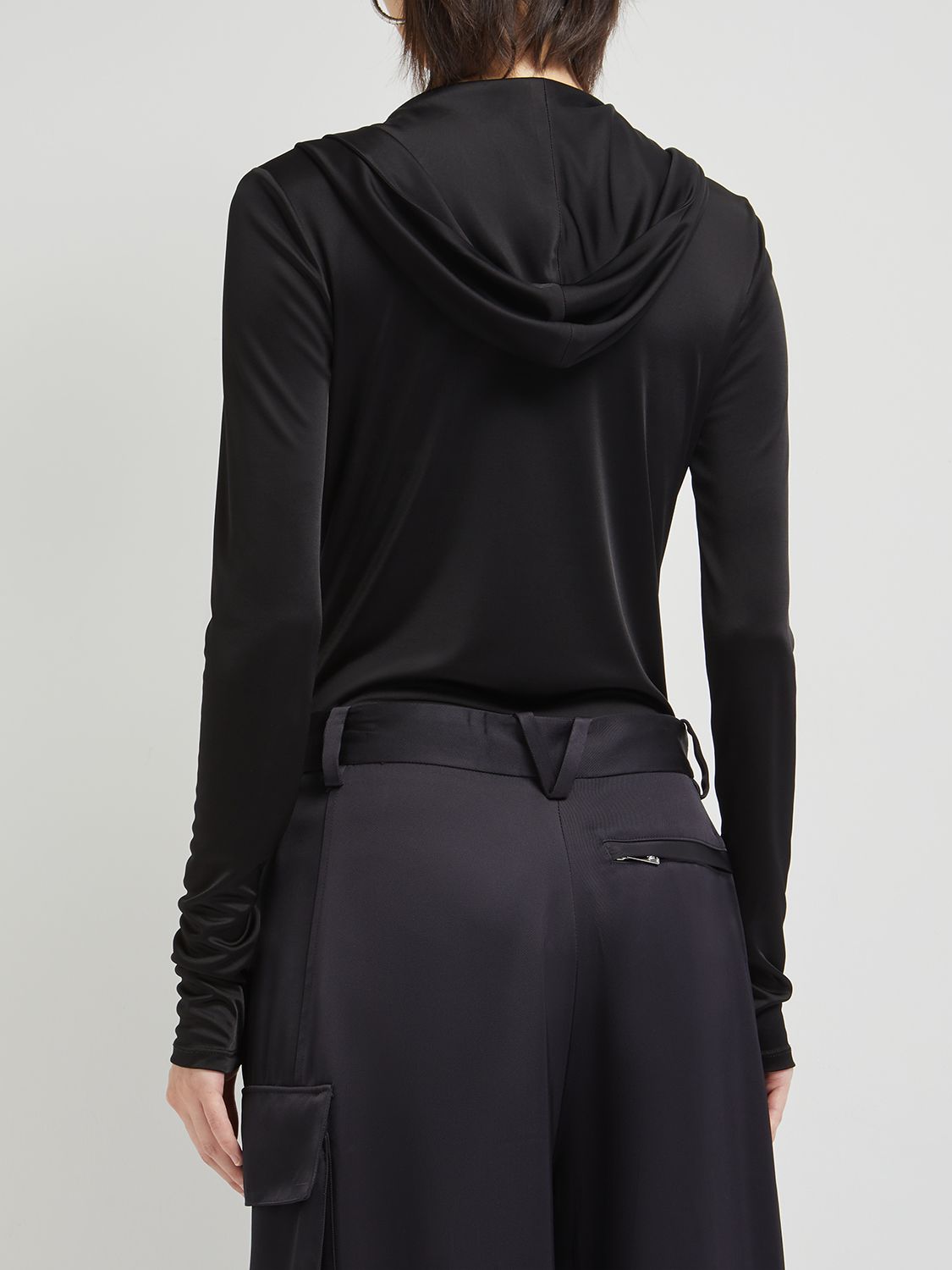 Elegant Black Bodysuit with Long Sleeves Deep Neckline