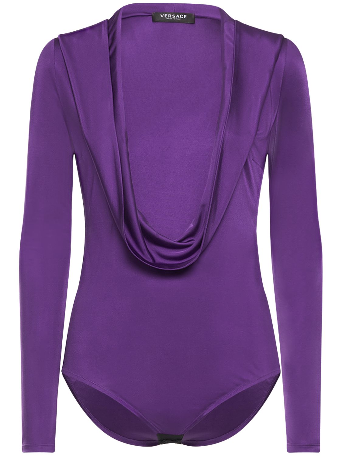 Elegant Purple Bodysuit with Deep V-Neck