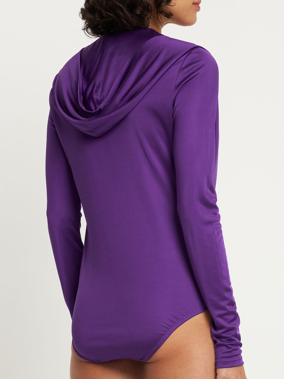 Elegant Purple Bodysuit with Deep V-Neck