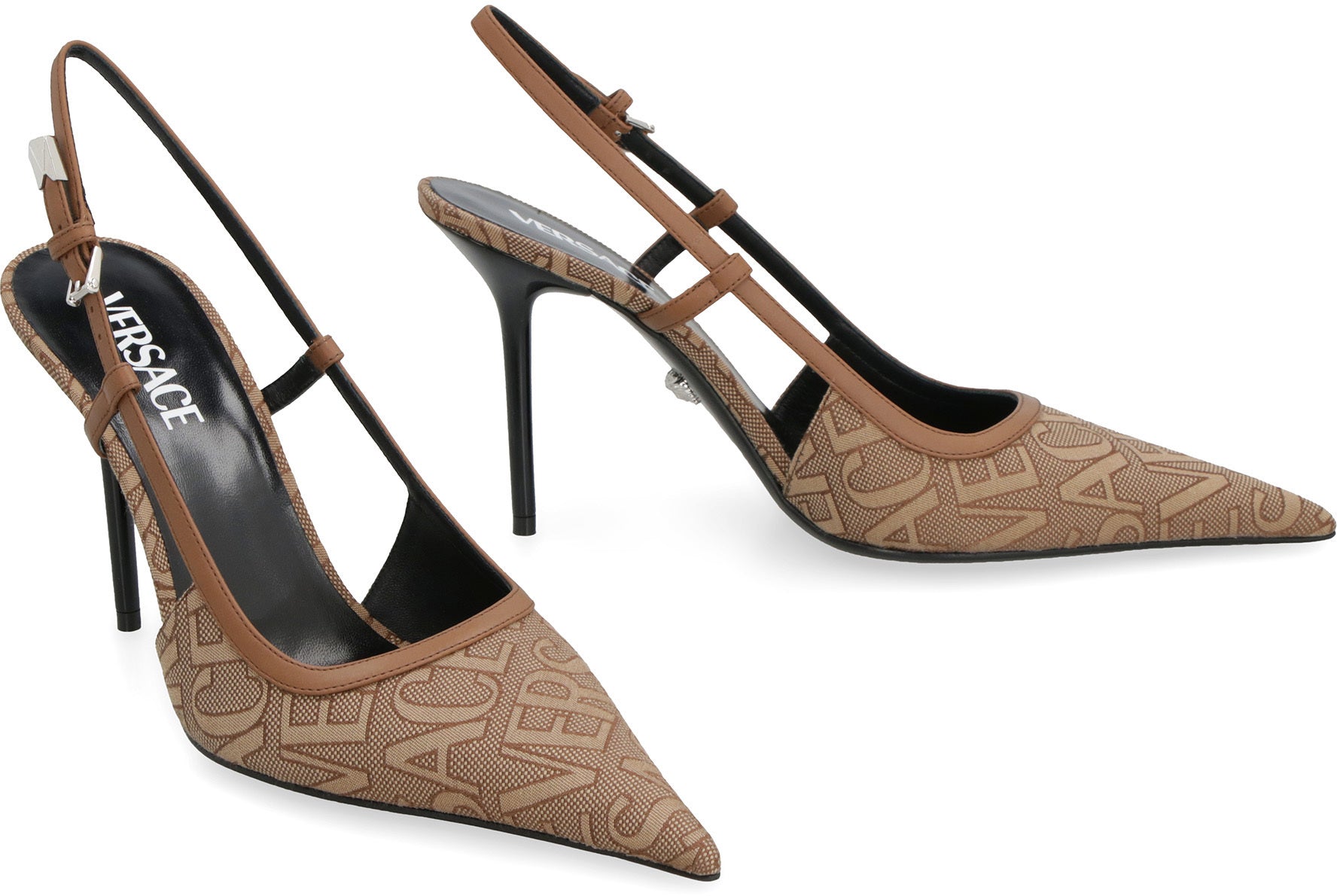 Fabric slingback pumps