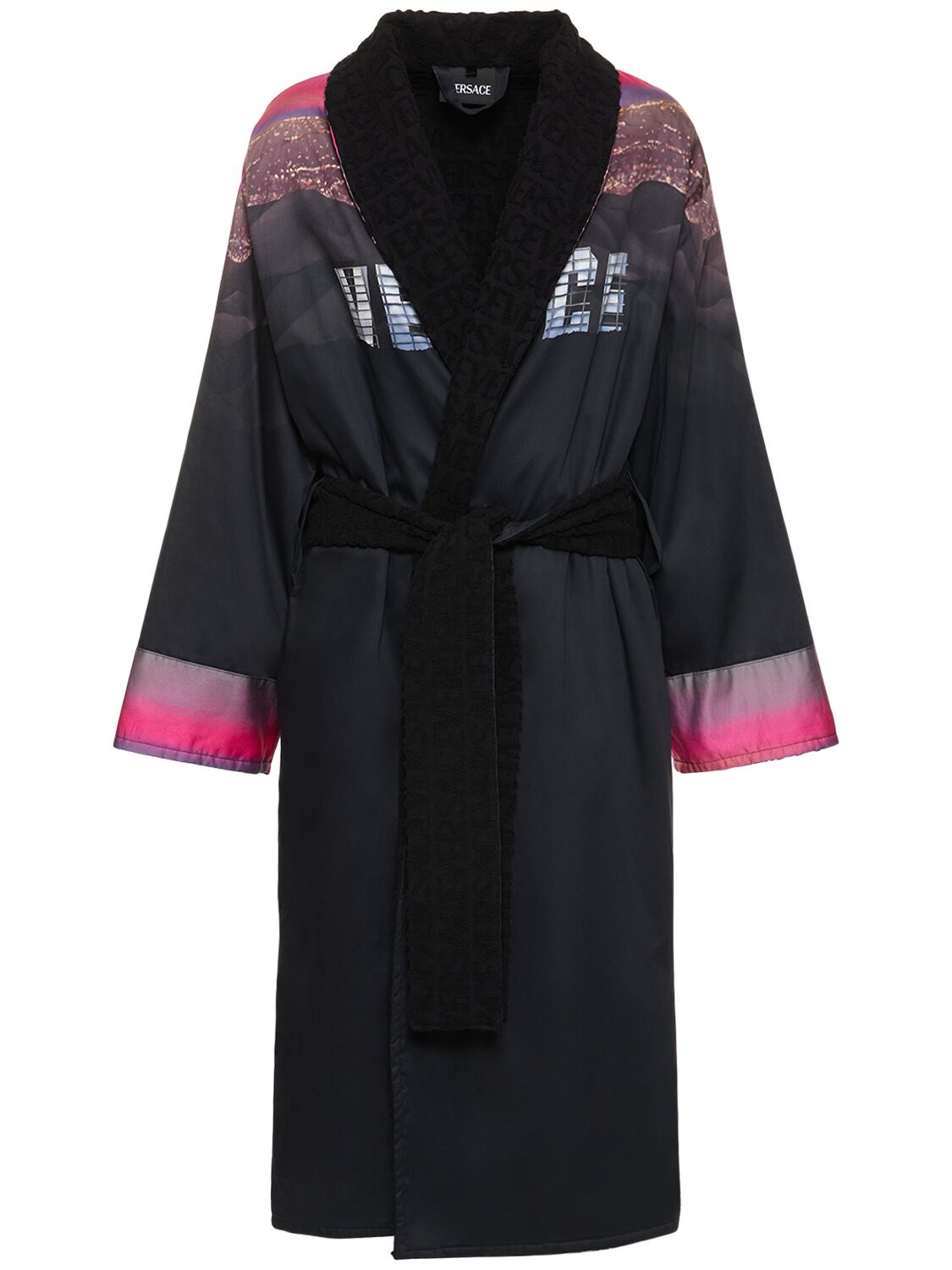 Elegant black bathrobe with vibrant details
