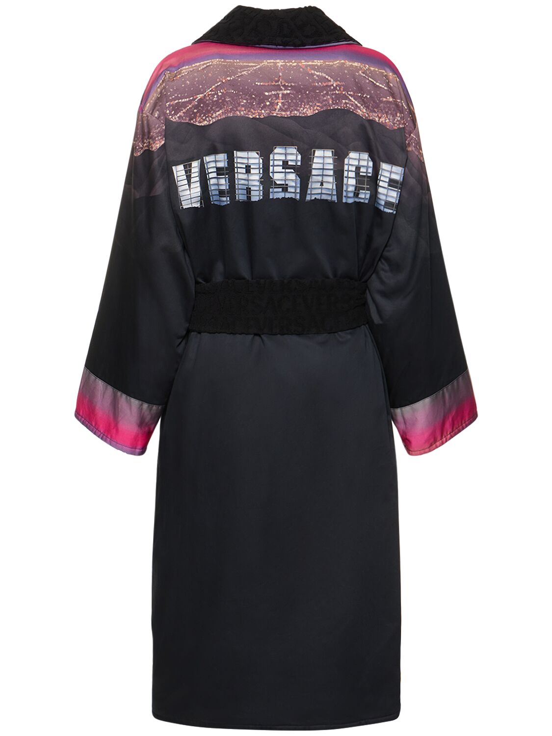 Elegant black bathrobe with vibrant details