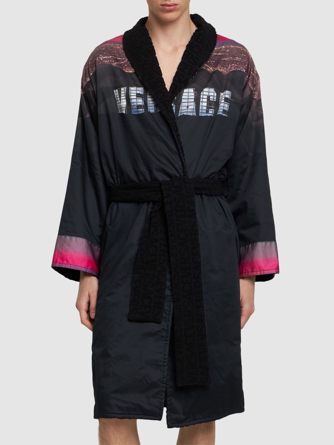 Elegant black bathrobe with vibrant details