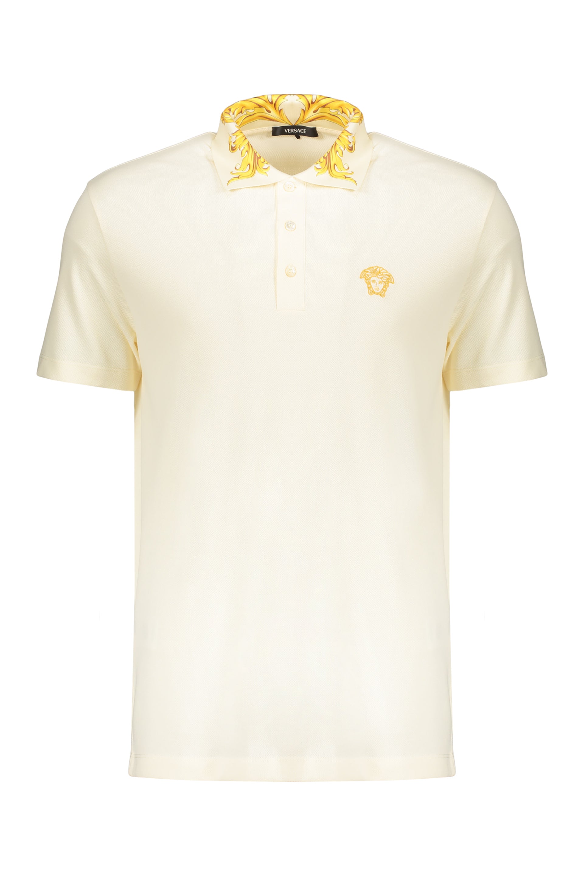 Elegant contrast collar cream polo