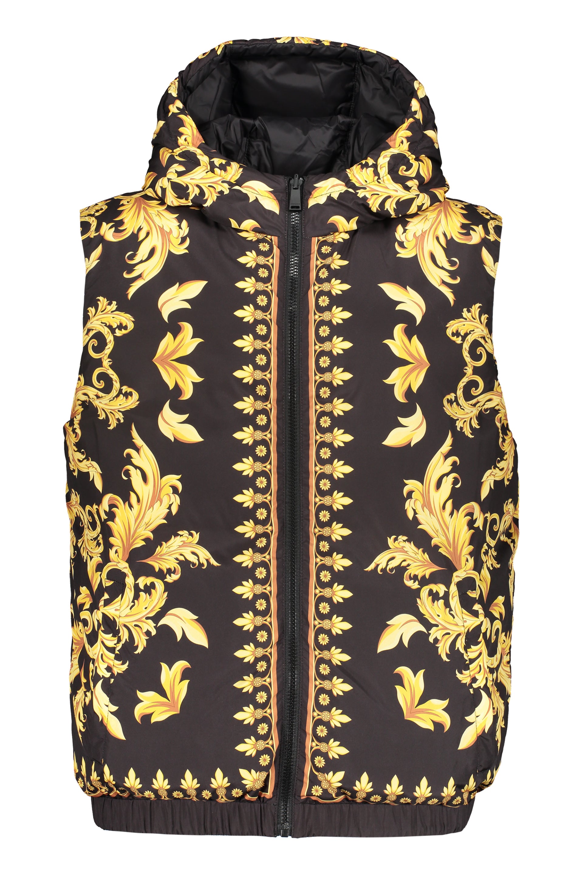 Black Padded Vest with Zip and Pockets