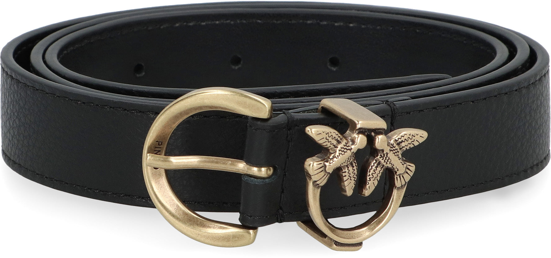 Logo buckle leather belt