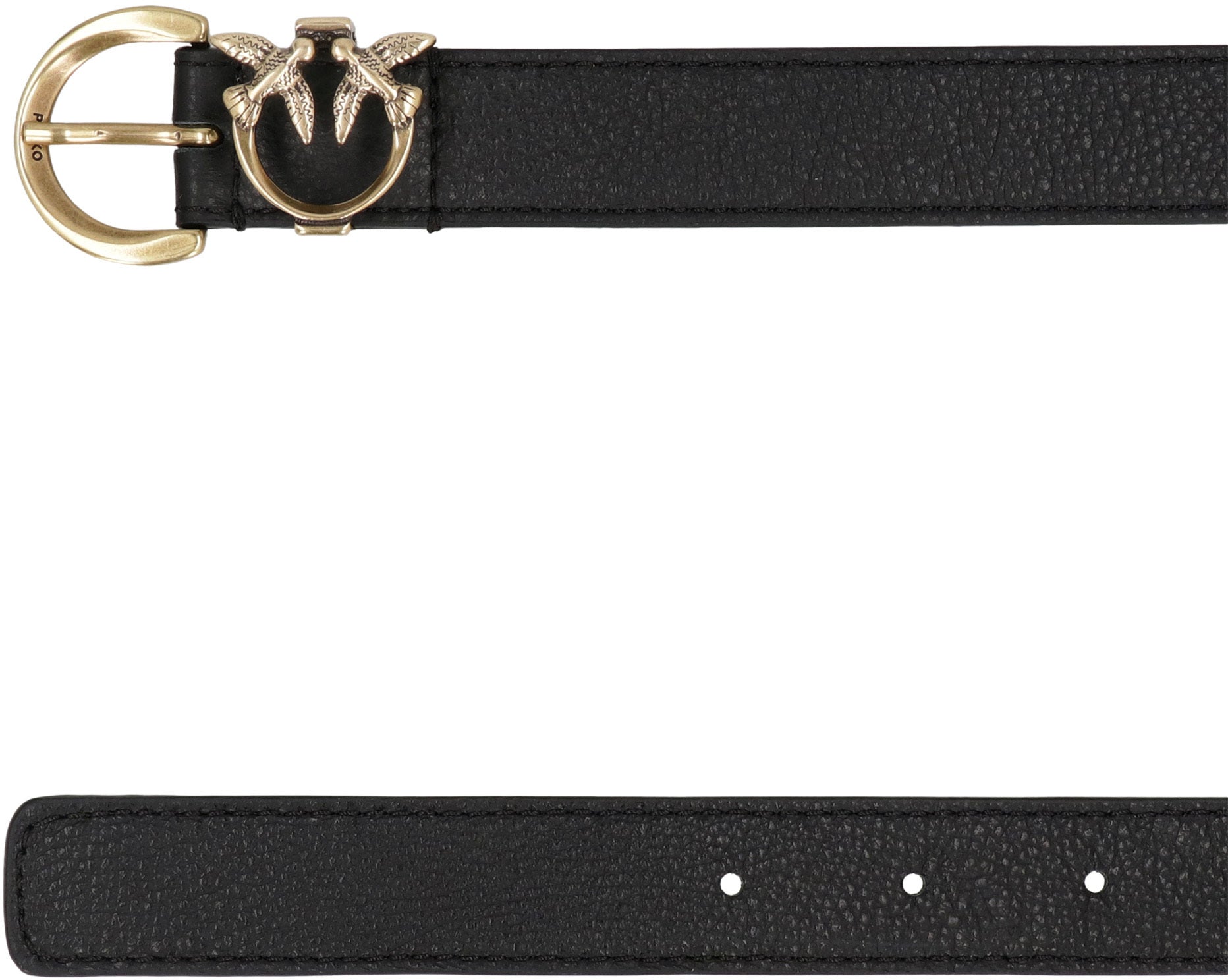 Logo buckle leather belt