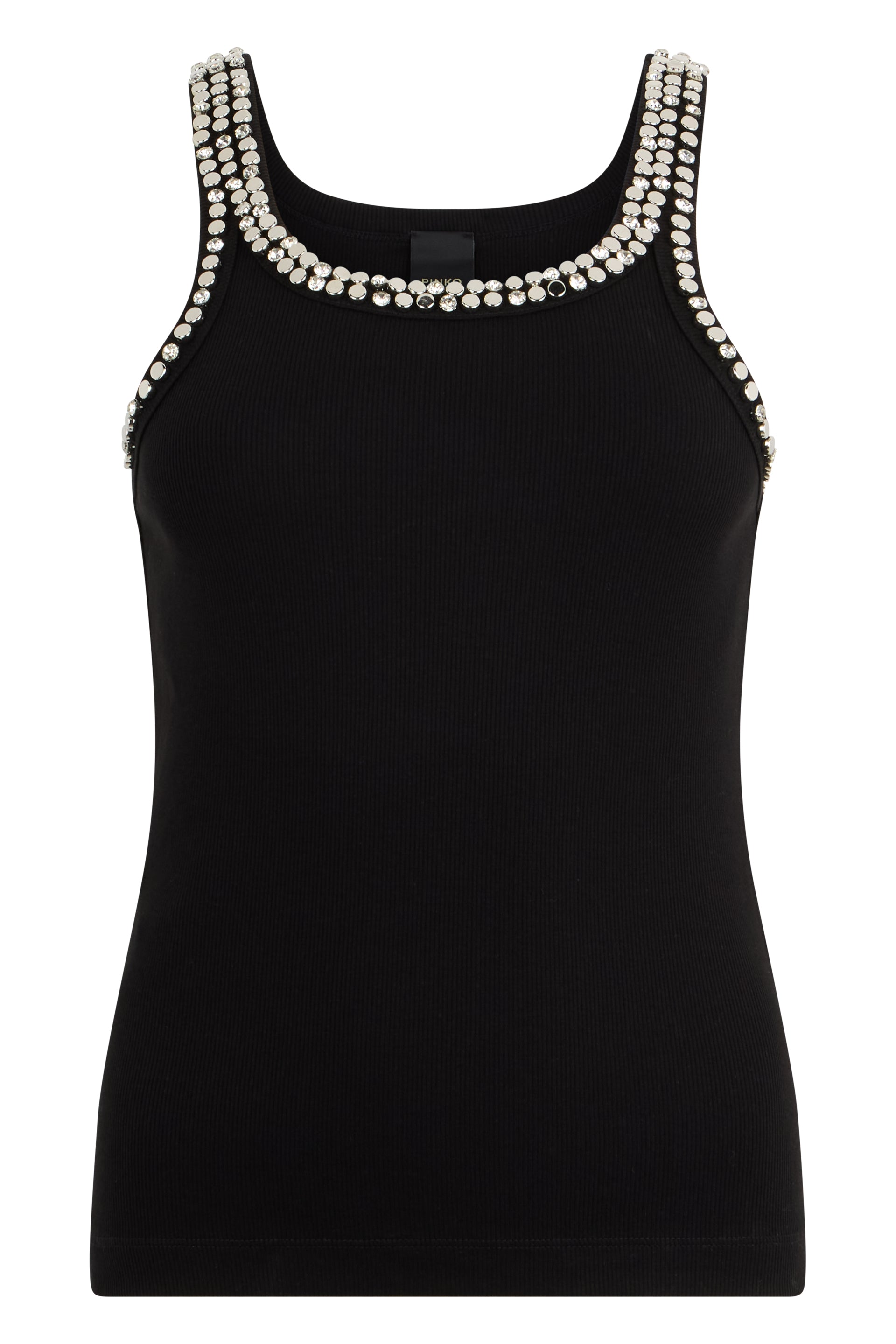 Striped top with jewel embroidery