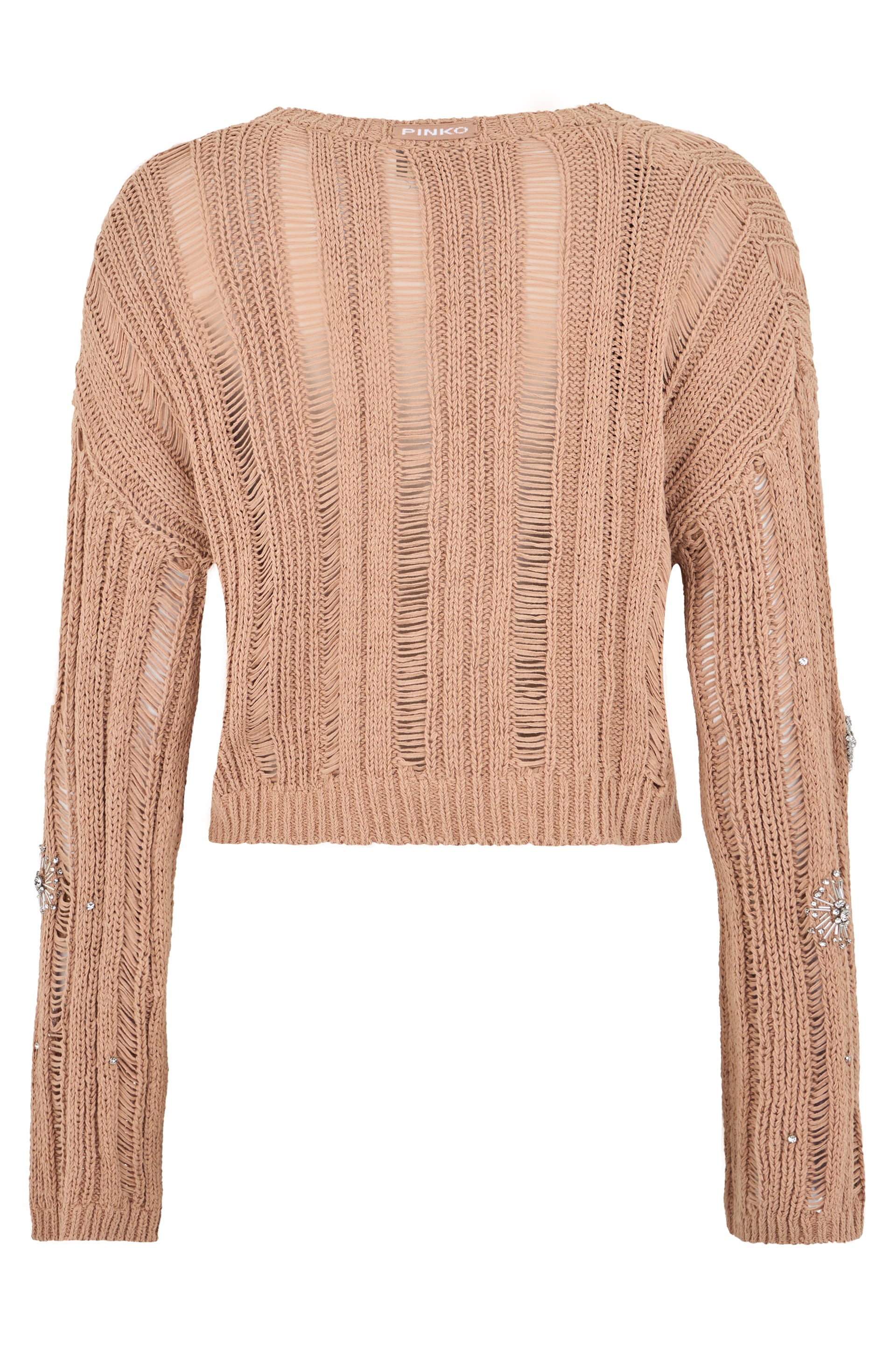 Short sweater in cotton blend with rhinestones