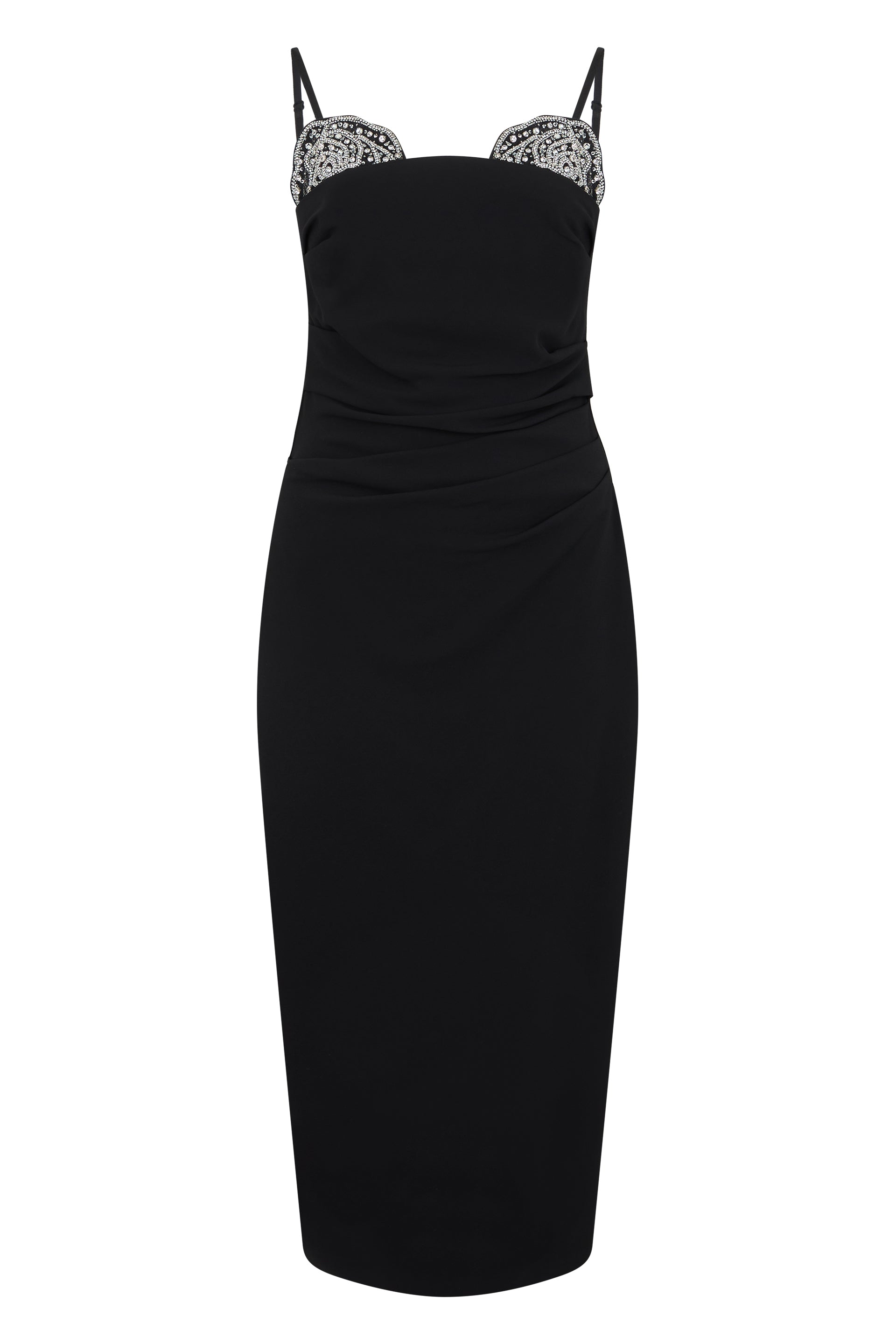 Slim midi dress with rhinestones